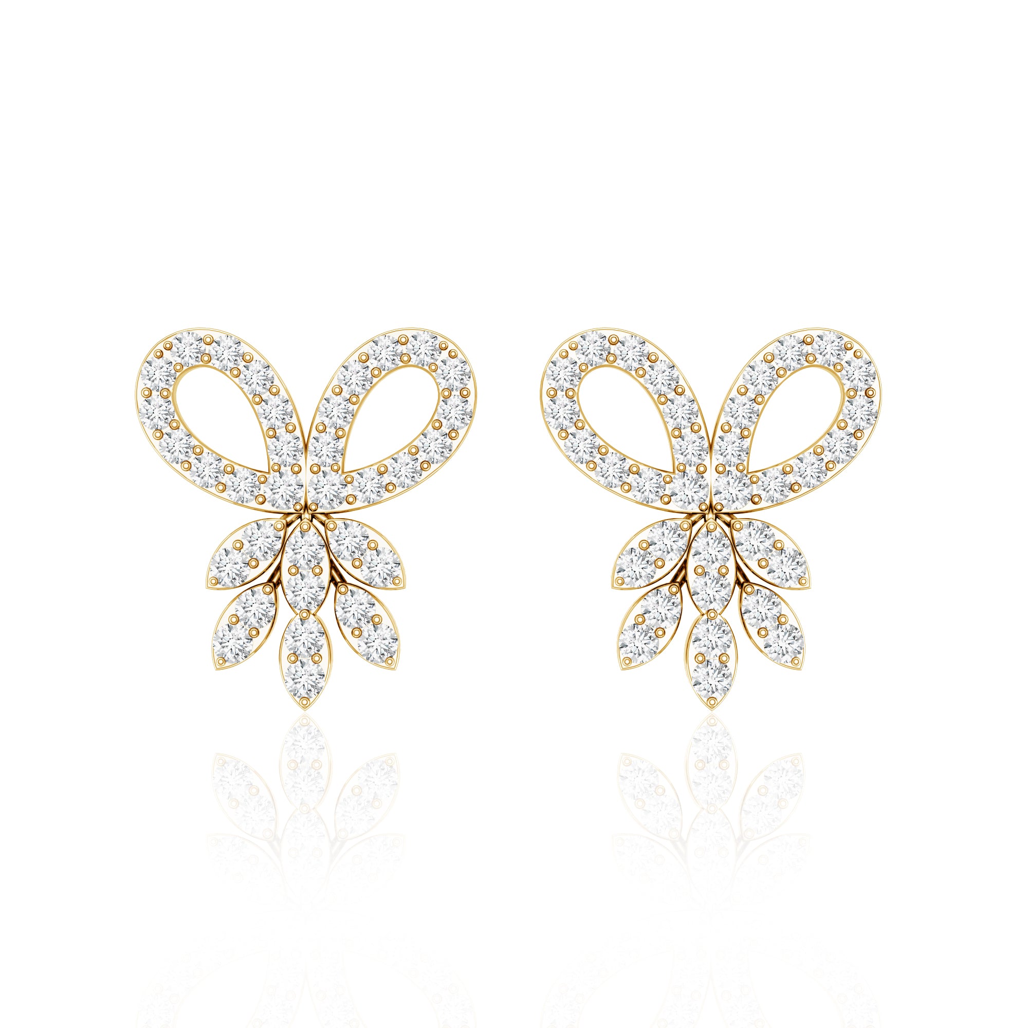 Certified Diamond Bow Earrings For Her Lab - ( EF-VS ) - Rosec Jewels