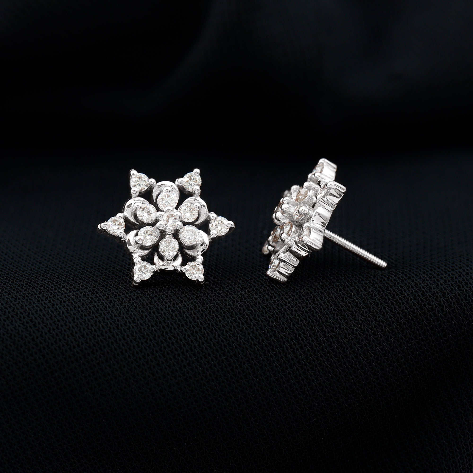 Certified Diamond Snowflake Stud Earrings Lab - ( EF-VS ) - Rosec Jewels