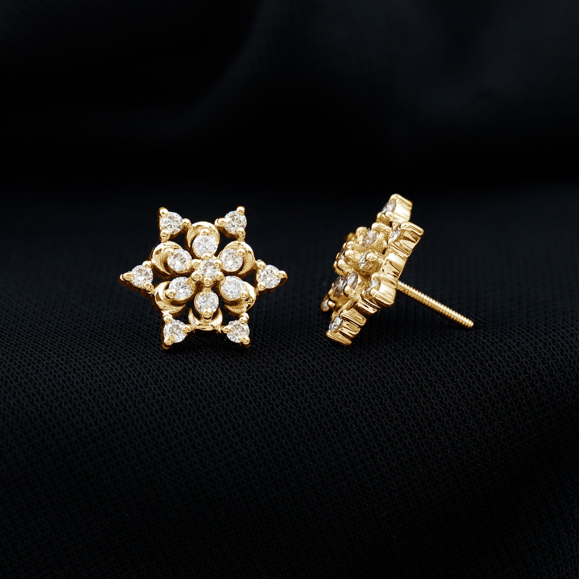 Certified Diamond Snowflake Stud Earrings Lab - ( EF-VS ) - Rosec Jewels