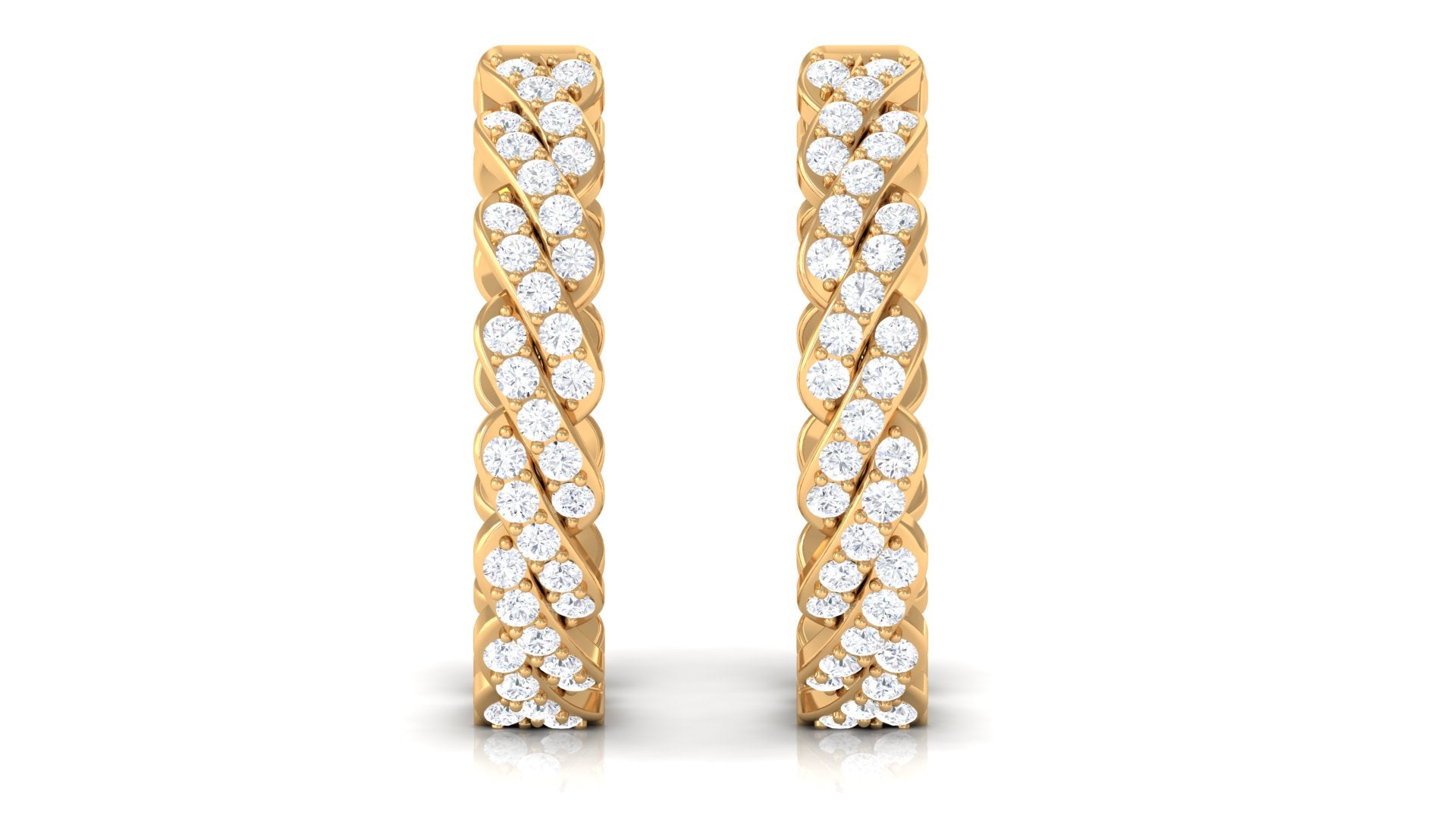 Rosec Jewels-1/2 CT Round Diamond Classic Hoop Earrings in Gold