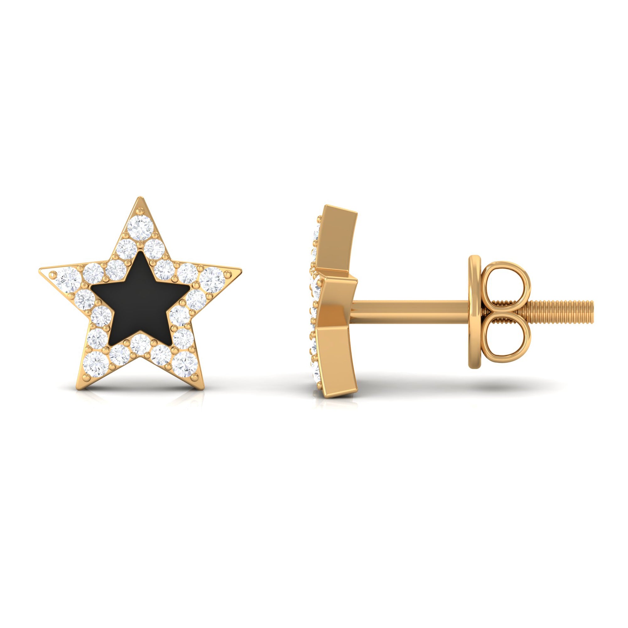Rosec Jewels-Minimal Diamond Star Stud Earring with Enamel