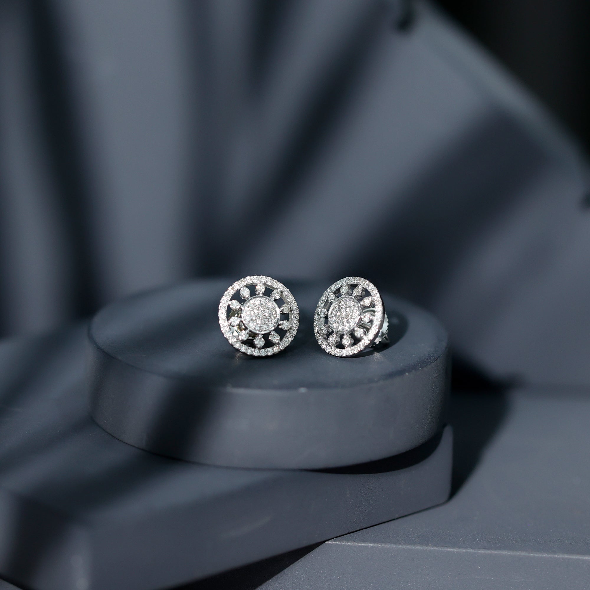 Certified Diamond Statement Ear Studs Lab - ( EF-VS ) - Rosec Jewels