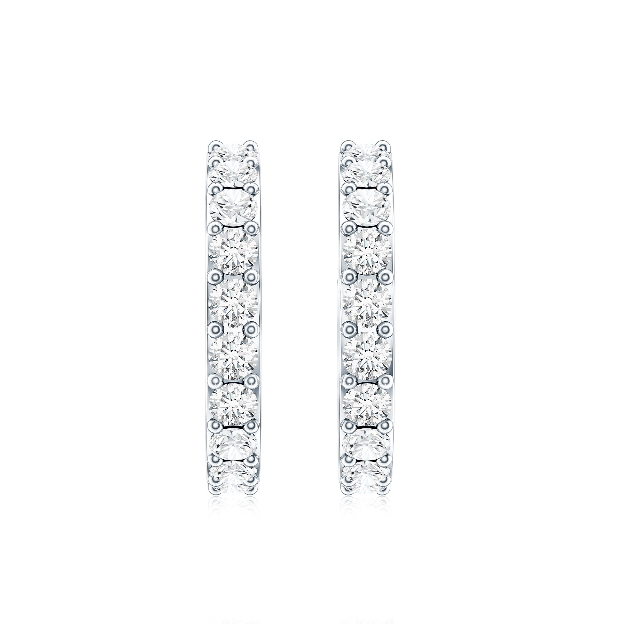 Certified Diamond Small Hoop Earrings Lab - ( EF-VS ) - Rosec Jewels