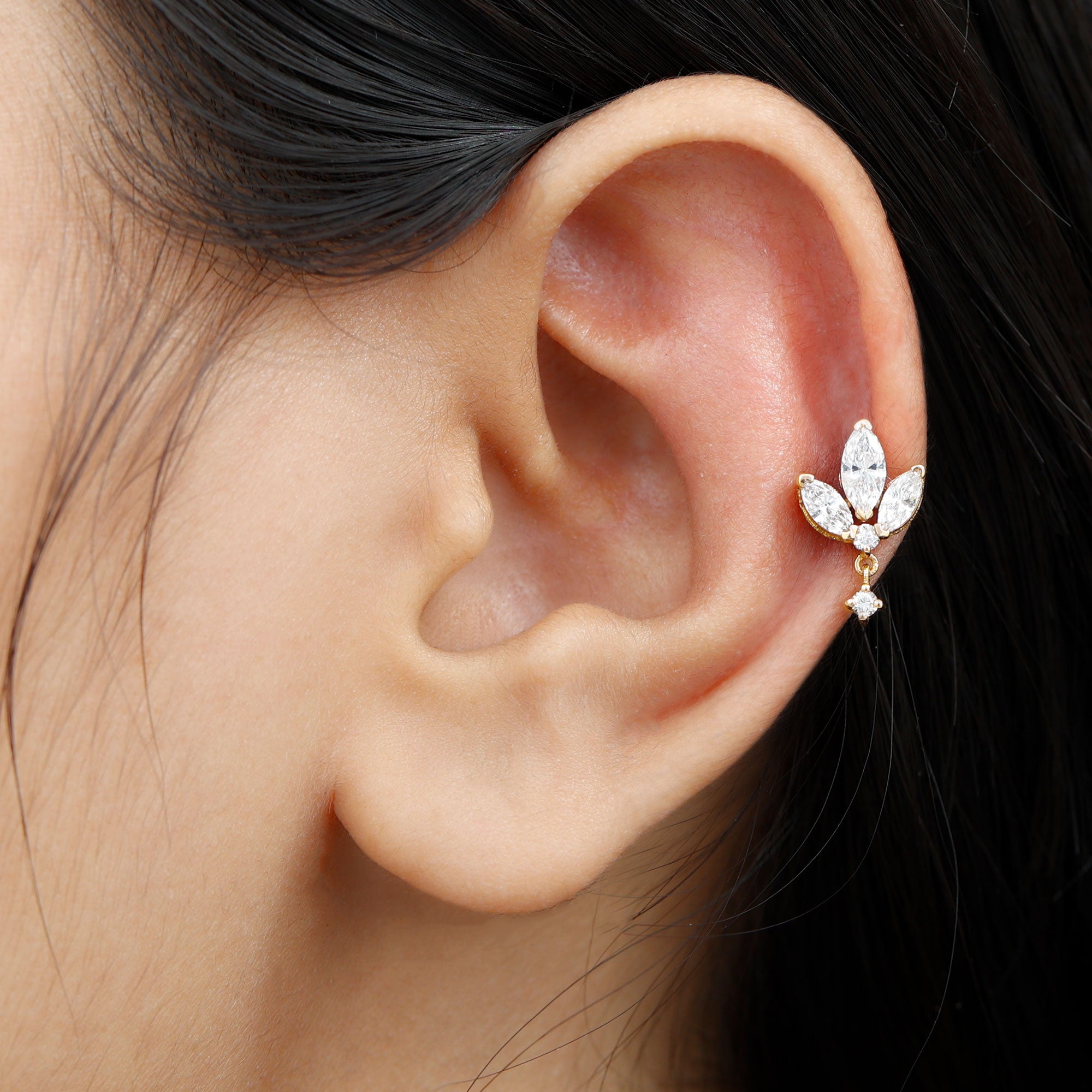 Rosec Jewels-1.75 CT Marquise and Round Cut Diamond Stud Drop Earrings