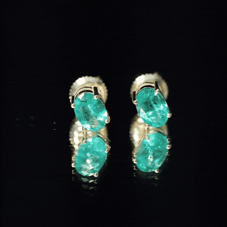 1.43 Carat Oval Shape Emerald Stud Earrings for Women AAA - Rosec Jewels