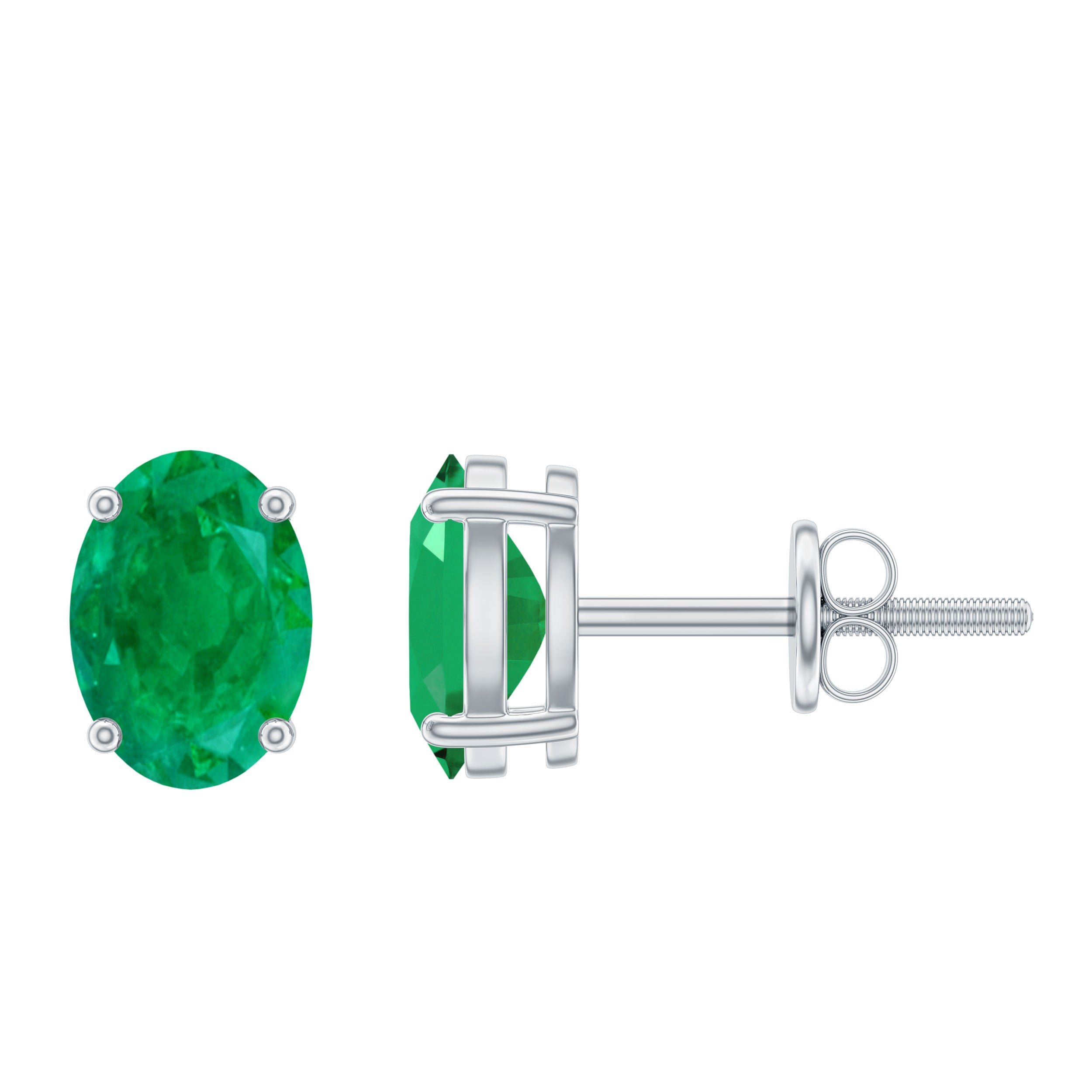 1.43 Carat Oval Shape Emerald Stud Earrings for Women AAA - Rosec Jewels