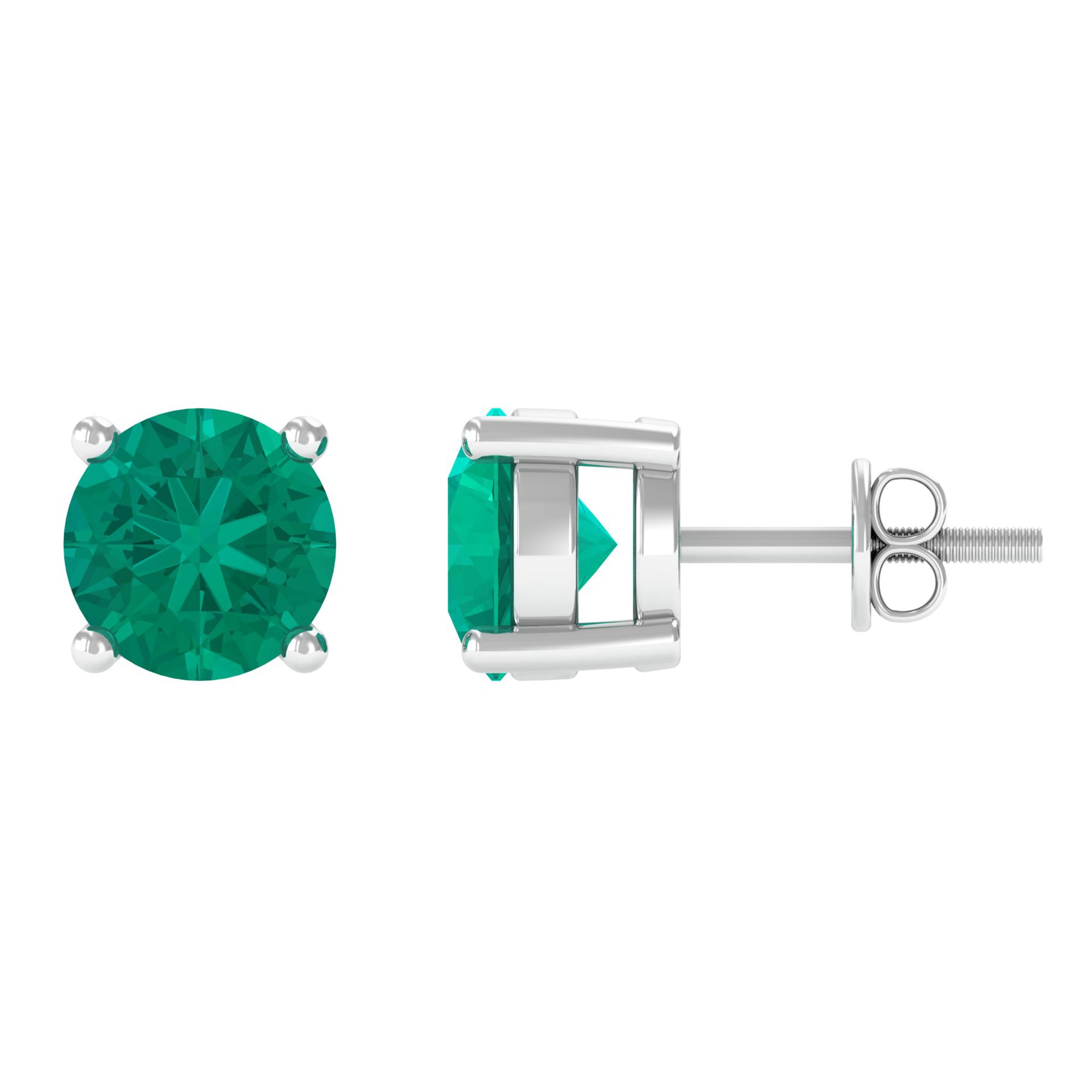 Round Cut 5 MM Real Emerald Stud Earrings AAA - Rosec Jewels