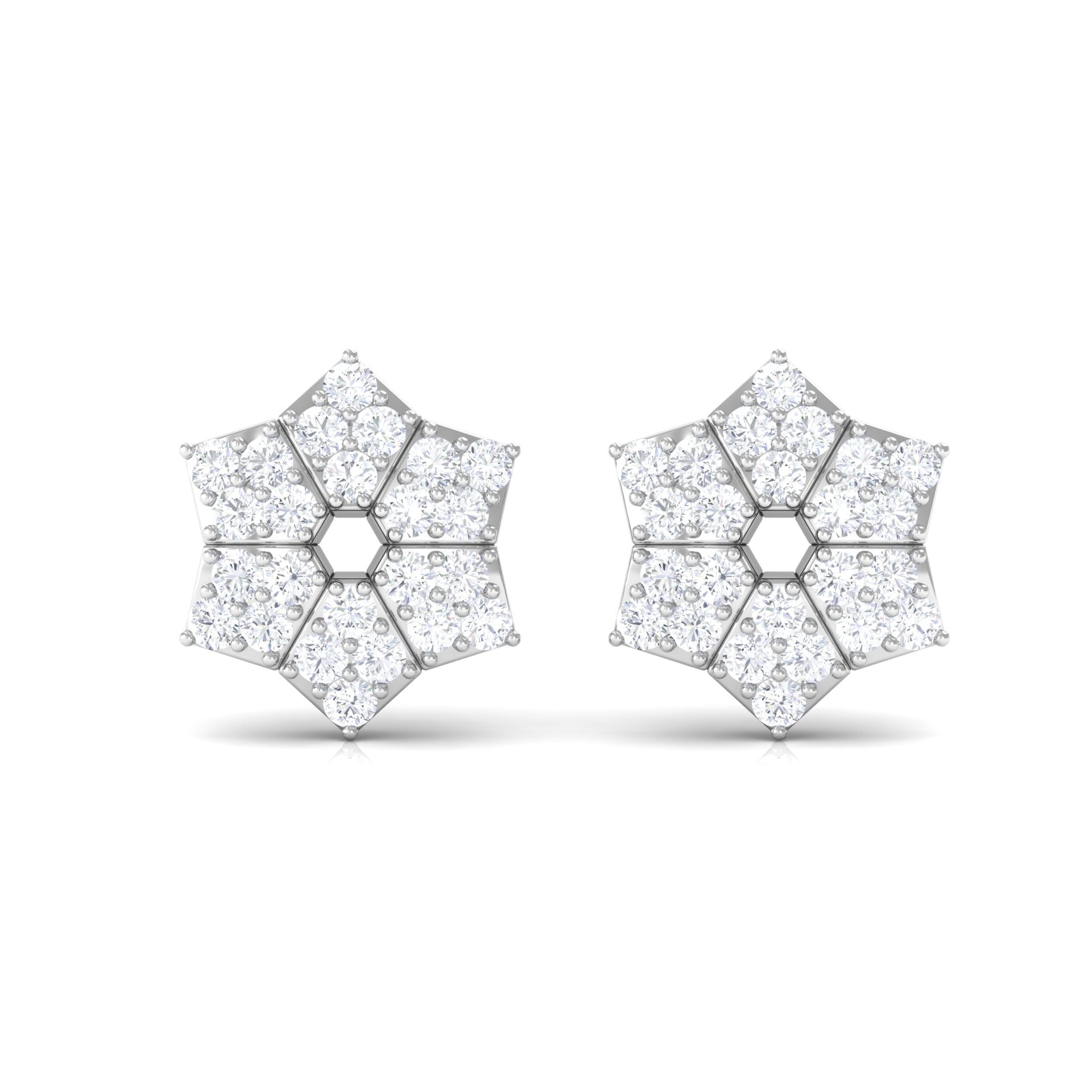 Rosec Jewels-1/4 CT Round Diamond Classic Flower Stud Earrings