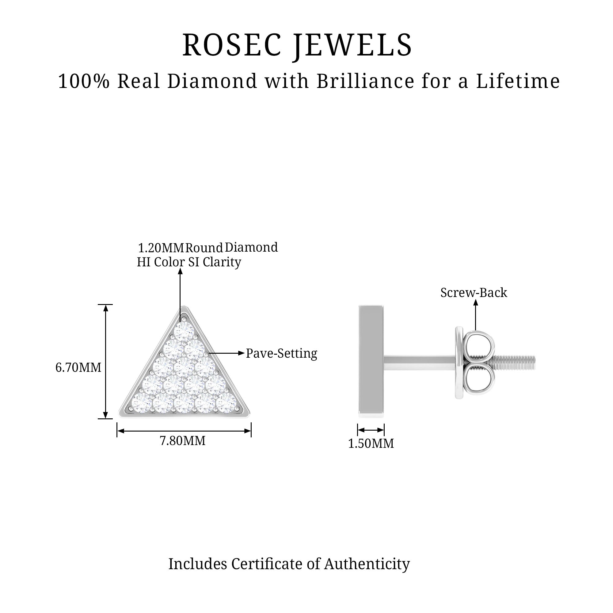 Genuine Diamond Triangle Stud Earrings Natural - ( HI-SI ) - Rosec Jewels