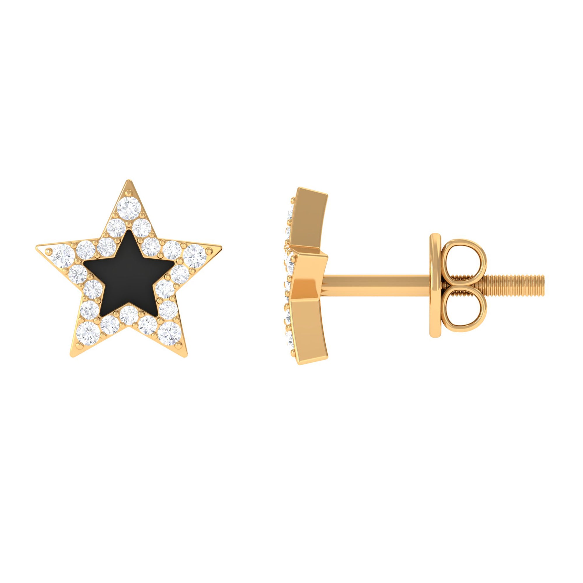 Rosec Jewels-Minimal Diamond Star Stud Earring with Enamel
