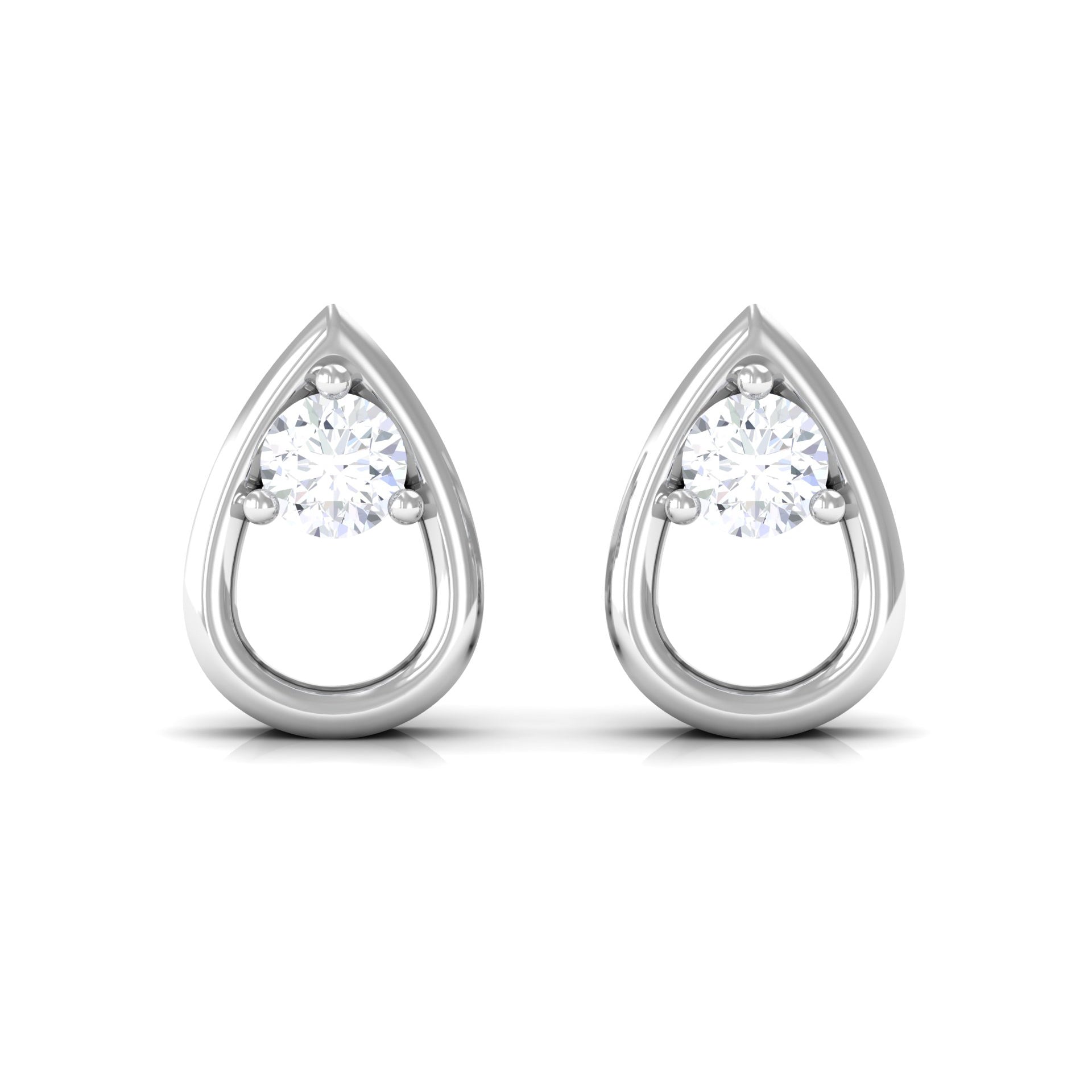 Rosec Jewels-1/4 CT Simple Diamond Teardrop Stud Earrings in Gold