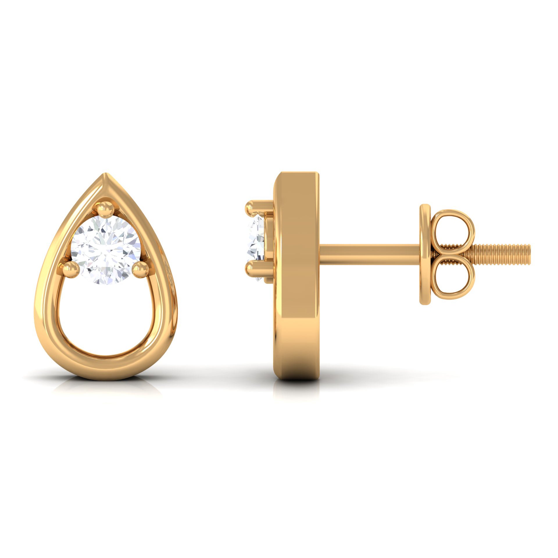 Rosec Jewels-1/4 CT Simple Diamond Teardrop Stud Earrings in Gold