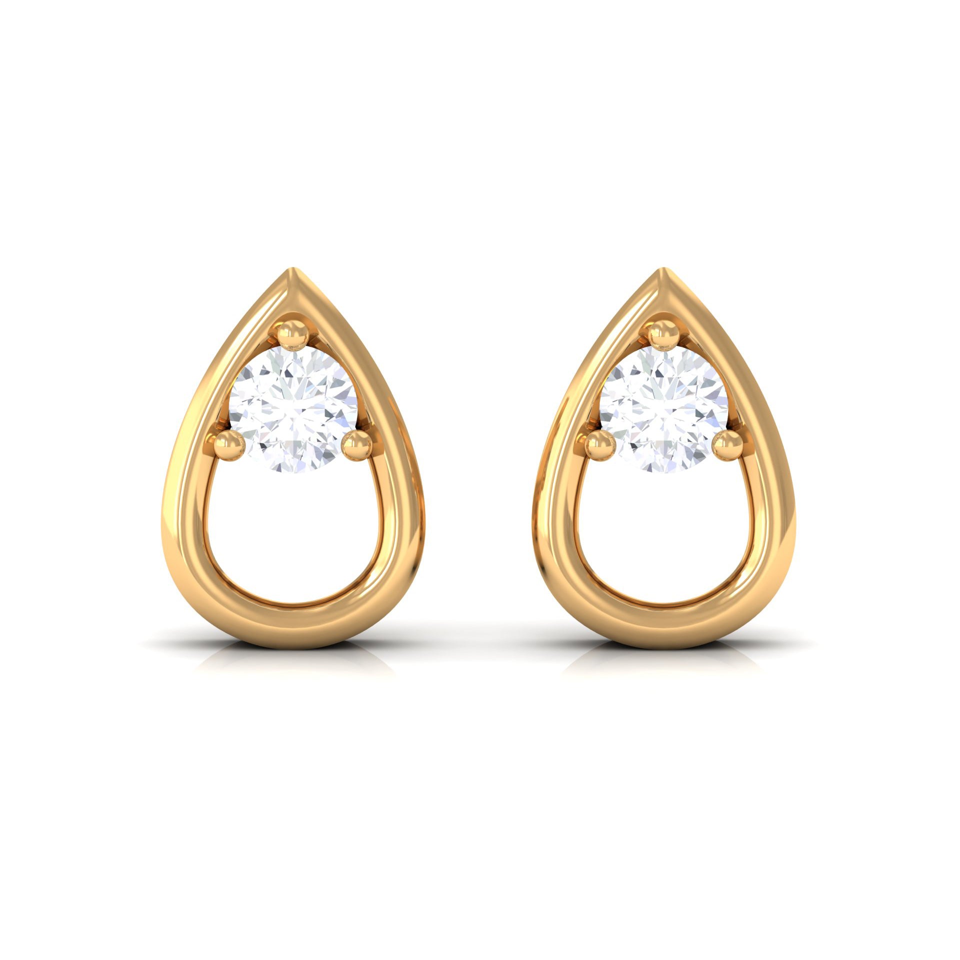 Rosec Jewels-1/4 CT Simple Diamond Teardrop Stud Earrings in Gold