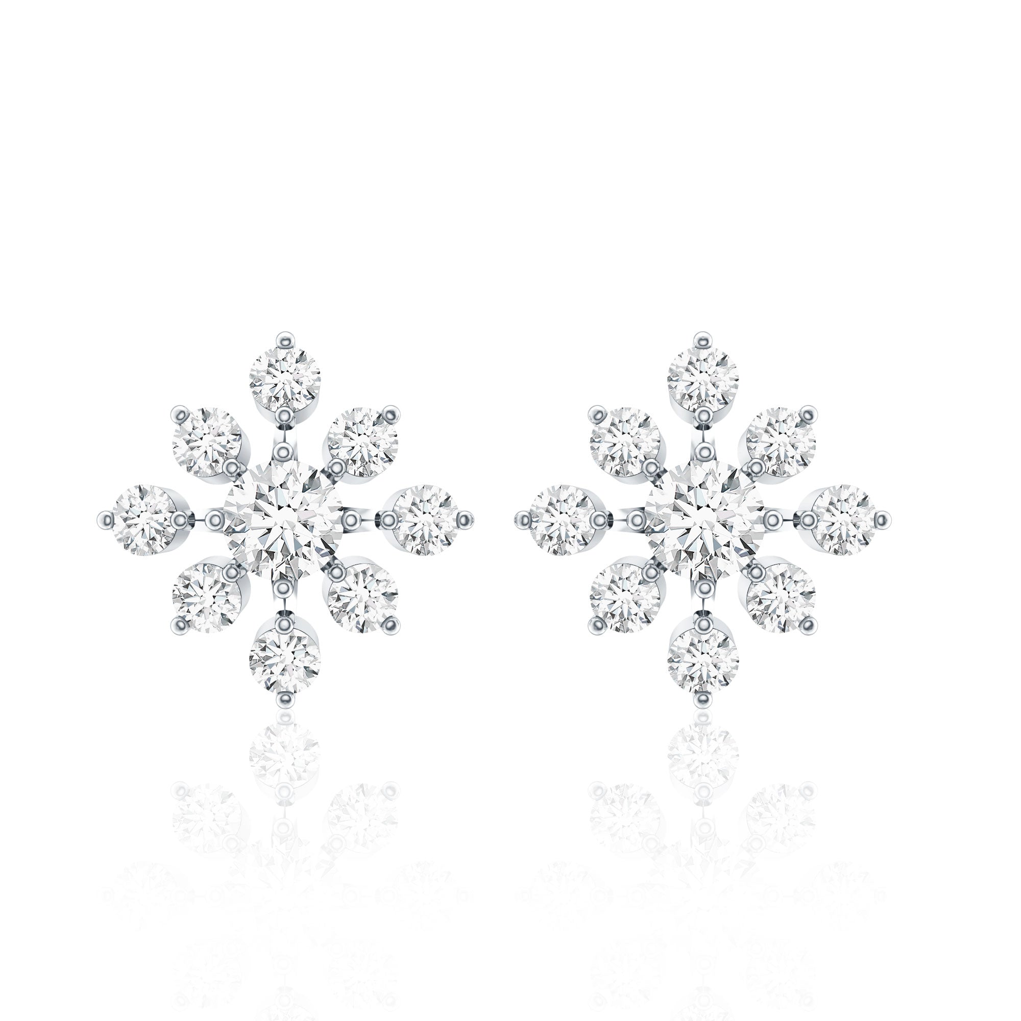 Certified Moissanite Floral Stud Earrings for Women D-VS1 - Rosec Jewels