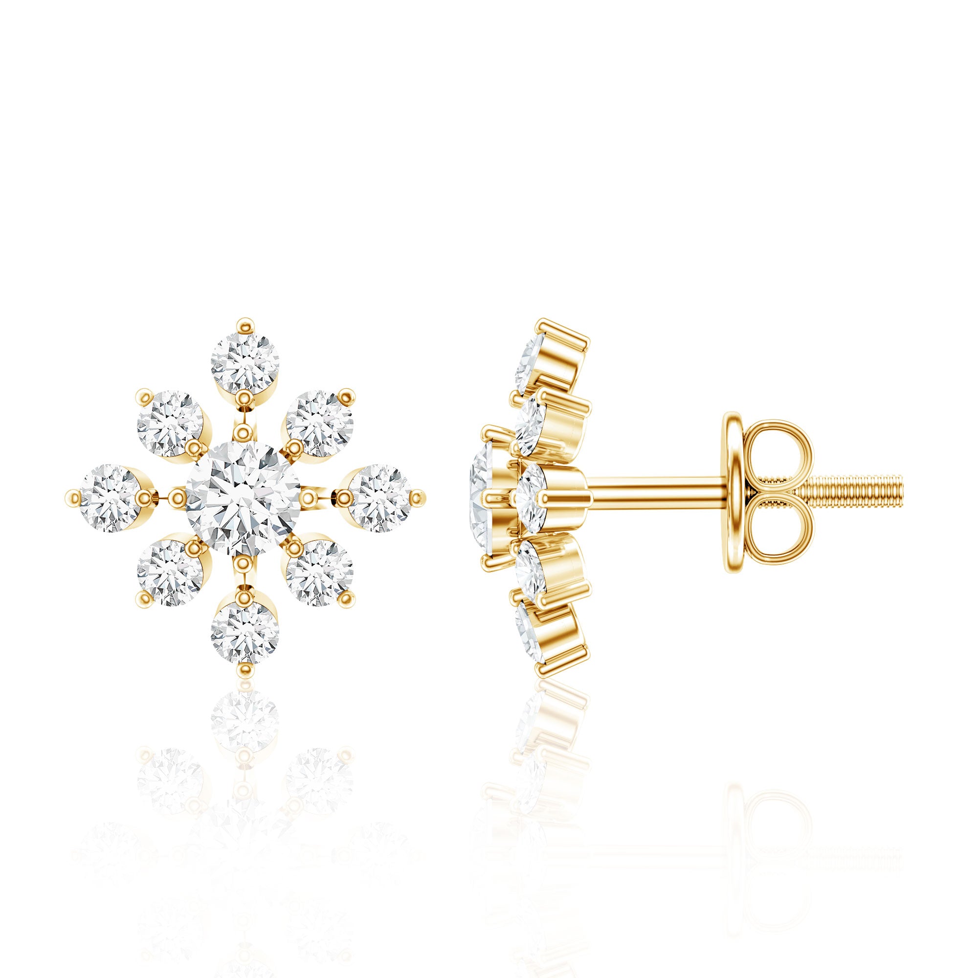 Certified Moissanite Floral Stud Earrings for Women D-VS1 - Rosec Jewels