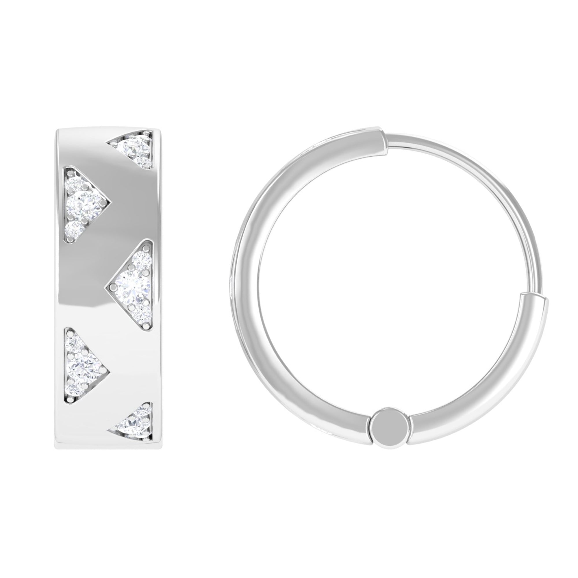 Round Cut Certified Moissanite Hinged Hoop Earring in Gold