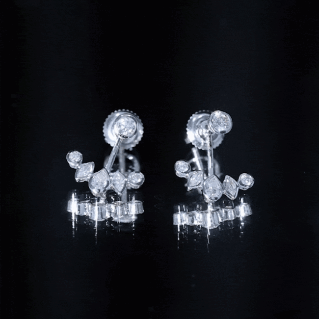 Bezel Set Certified Moissanite Ear Jacket Earrings for Women D-VS1 - Rosec Jewels