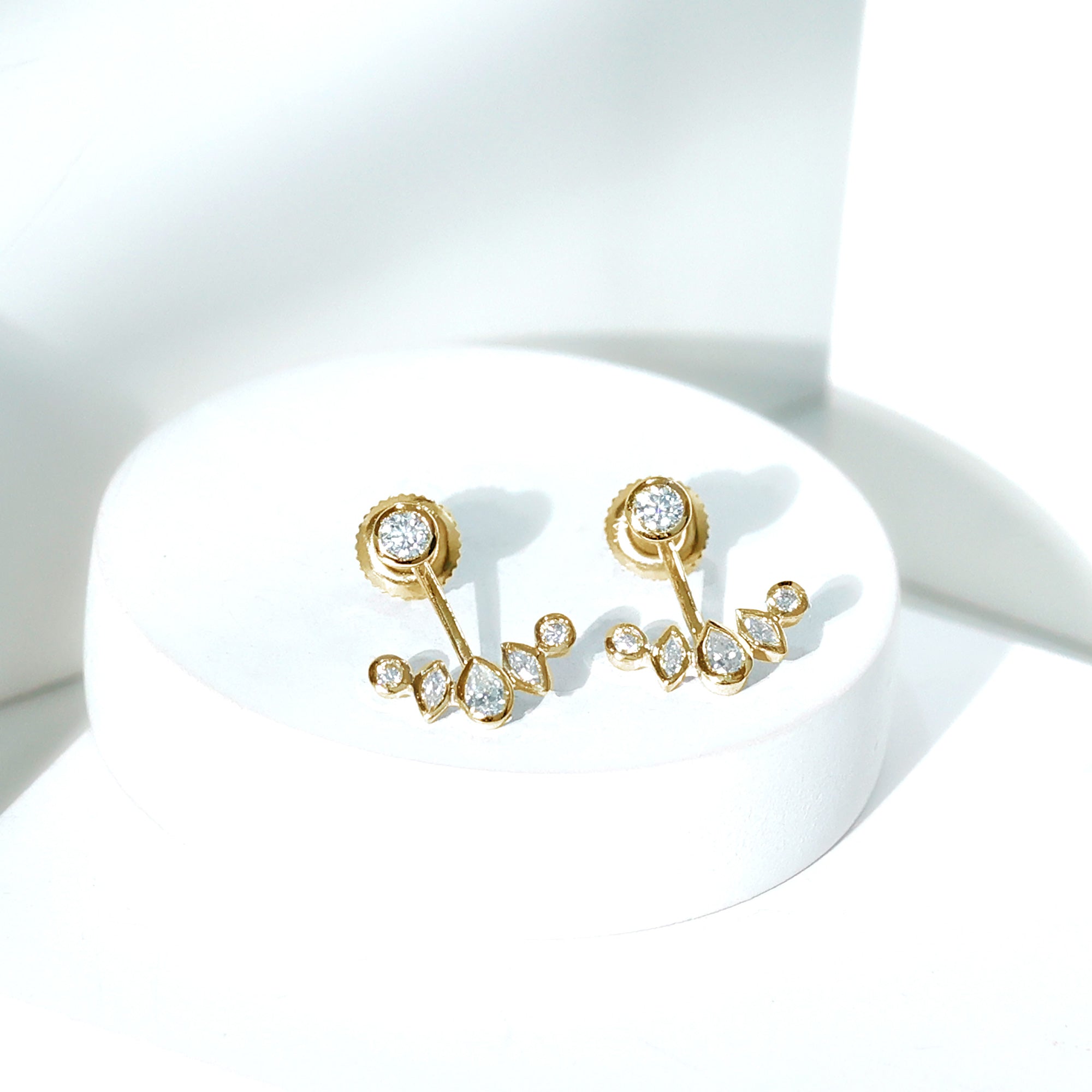 Bezel Set Certified Moissanite Ear Jacket Earrings for Women D-VS1 - Rosec Jewels