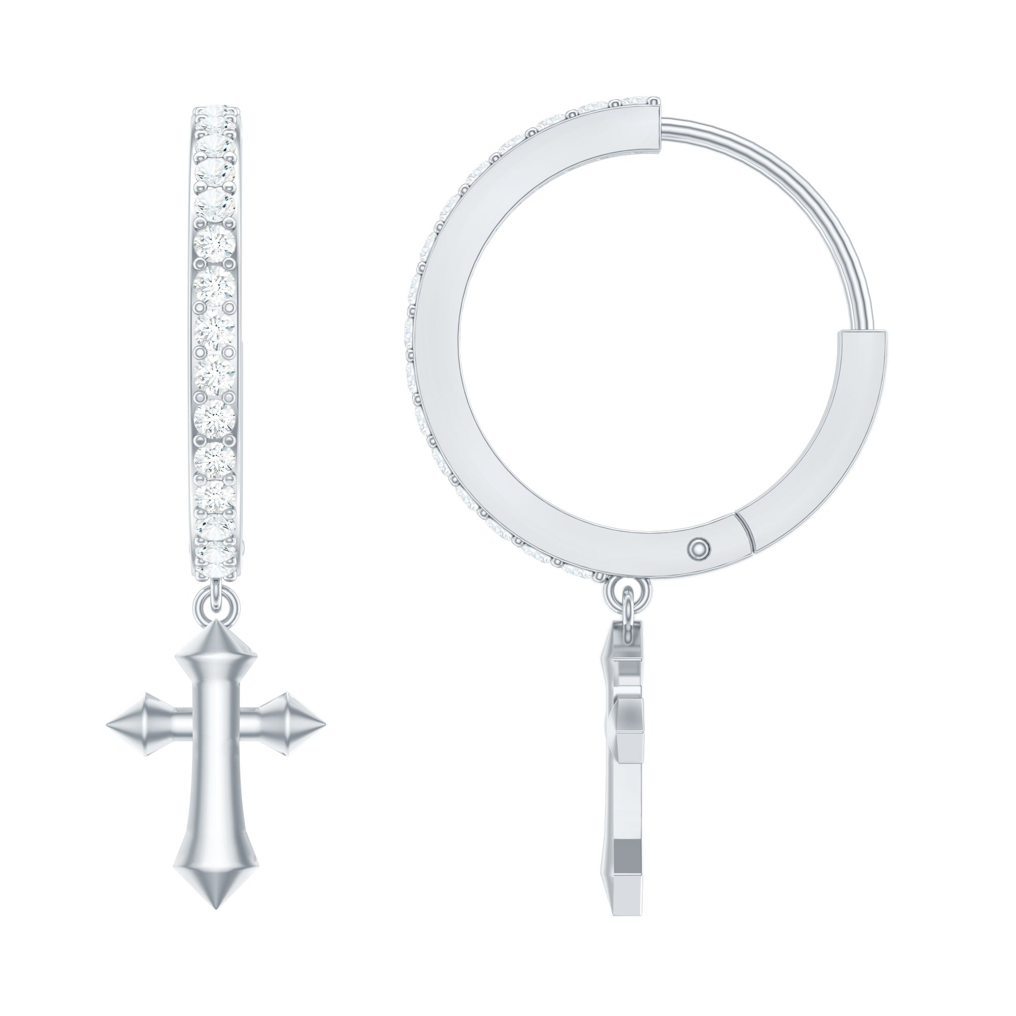 Certified Moissanite Cross Drop Earrings
