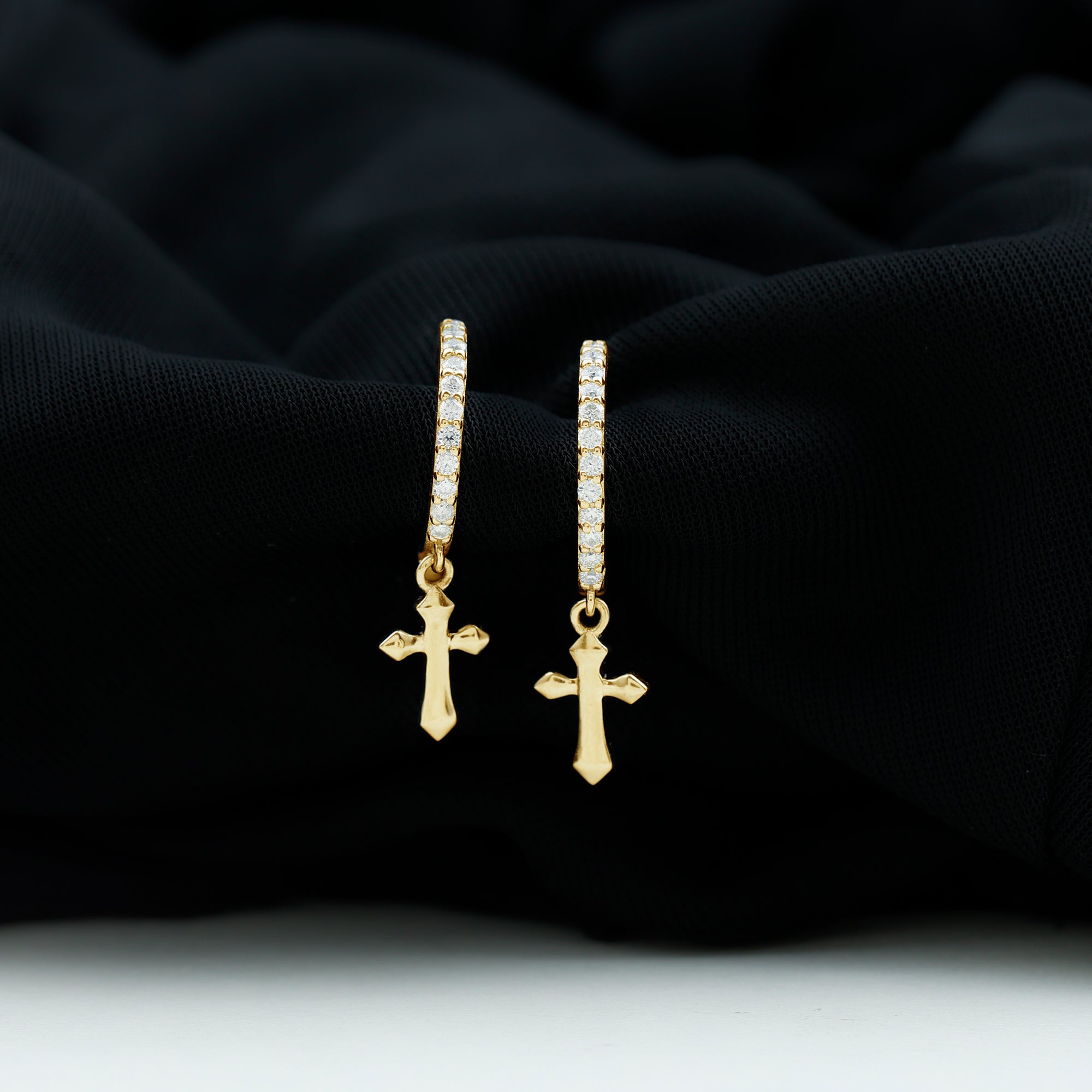 Certified Moissanite Cross Drop Earrings D-VS1 - Rosec Jewels