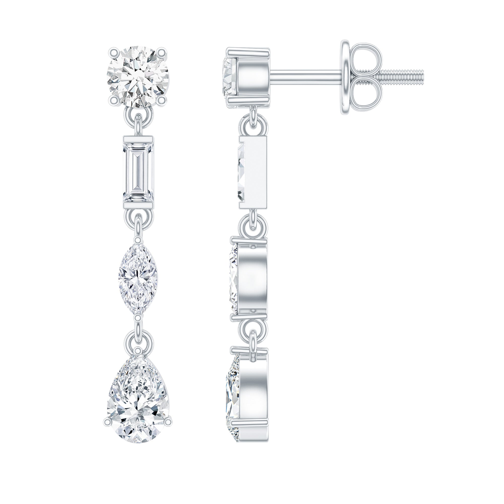 Certified Moissanite Wedding Dangle Earrings For Bride D-VS1 - Rosec Jewels