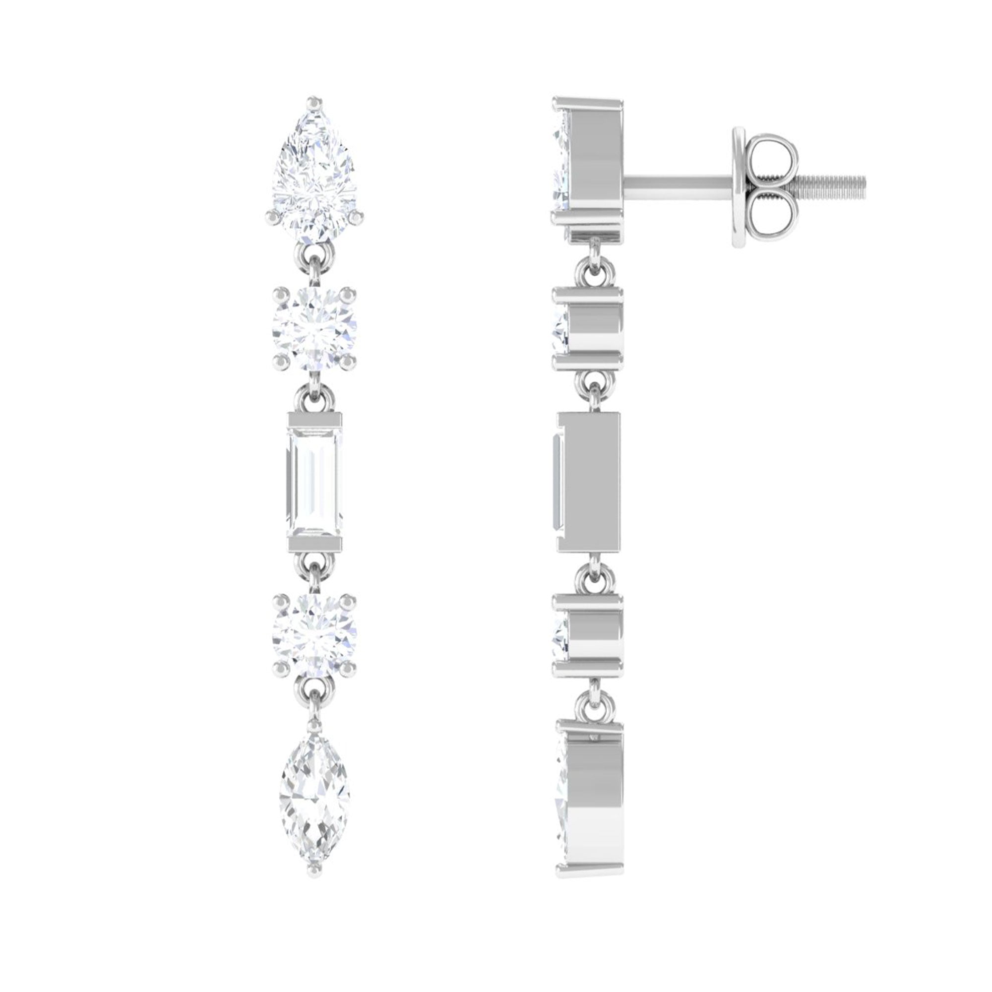 1.50 CT Moissanite Minimal Dangle Earrings