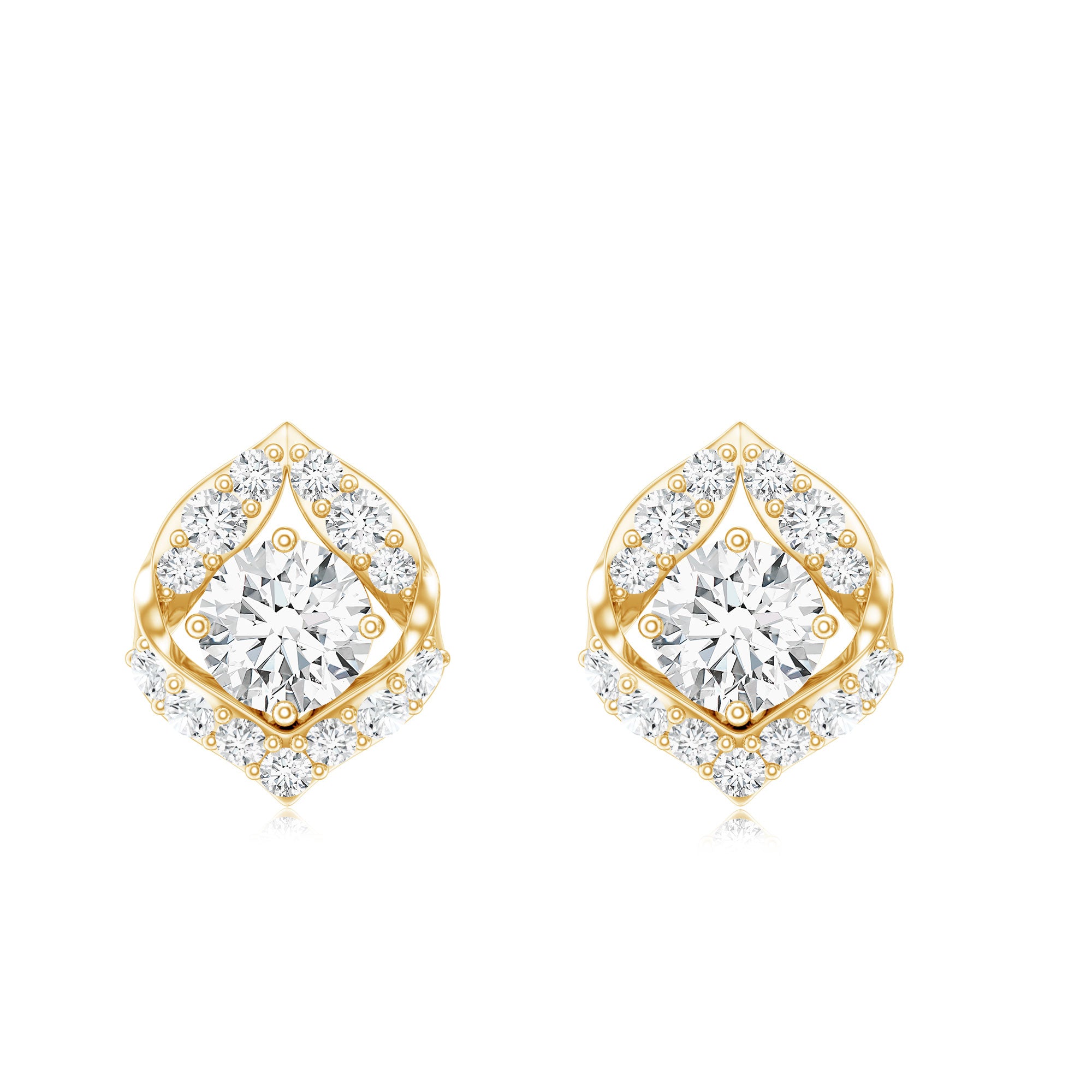 1 CT Moissanite Petal Stud Earrings with Screw Back D-VS1 - Rosec Jewels