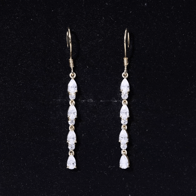 Pear and Round Cut Moissanite Dangle Earrings with Fish Hook D-VS1 - Rosec Jewels