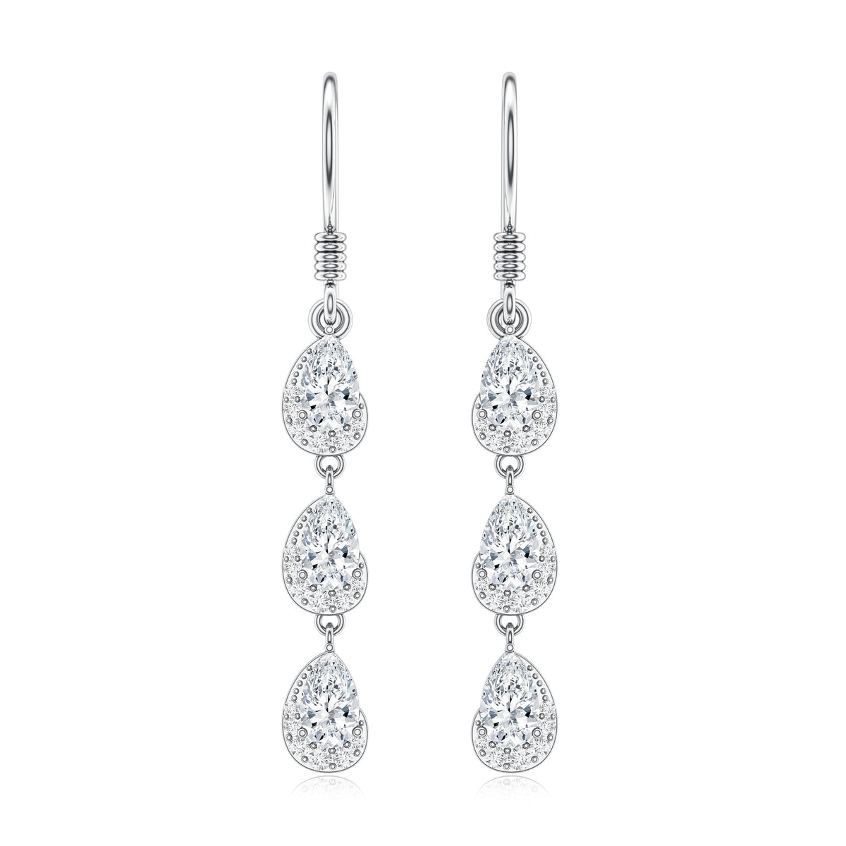 Certified Moissanite Dangling Wedding Earrings for Bride D-VS1 - Rosec Jewels