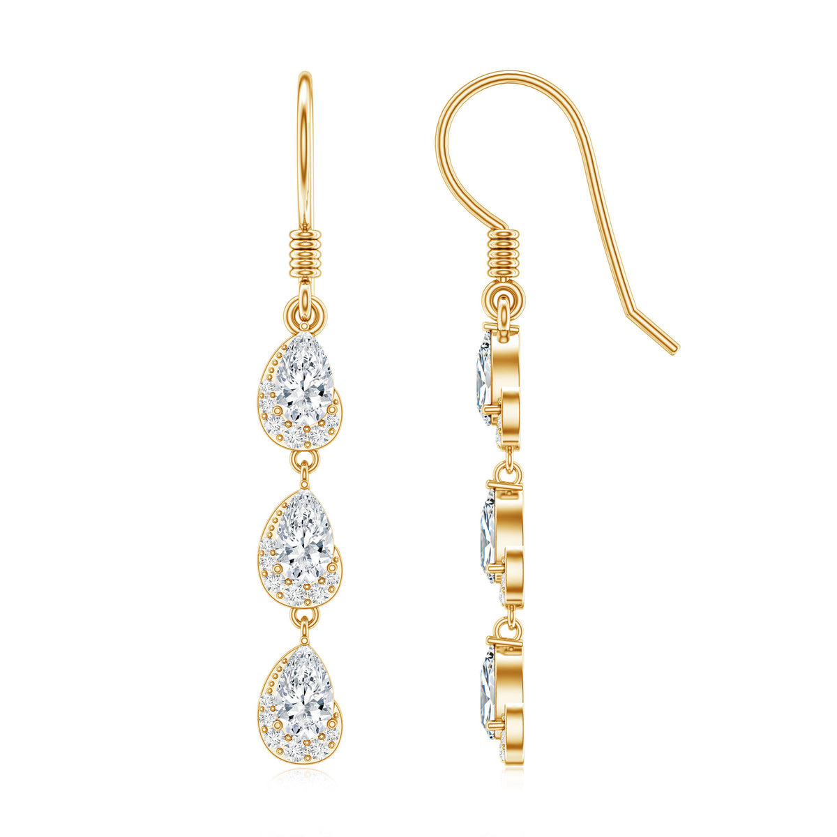 Certified Moissanite Dangling Wedding Earrings for Bride D-VS1 - Rosec Jewels