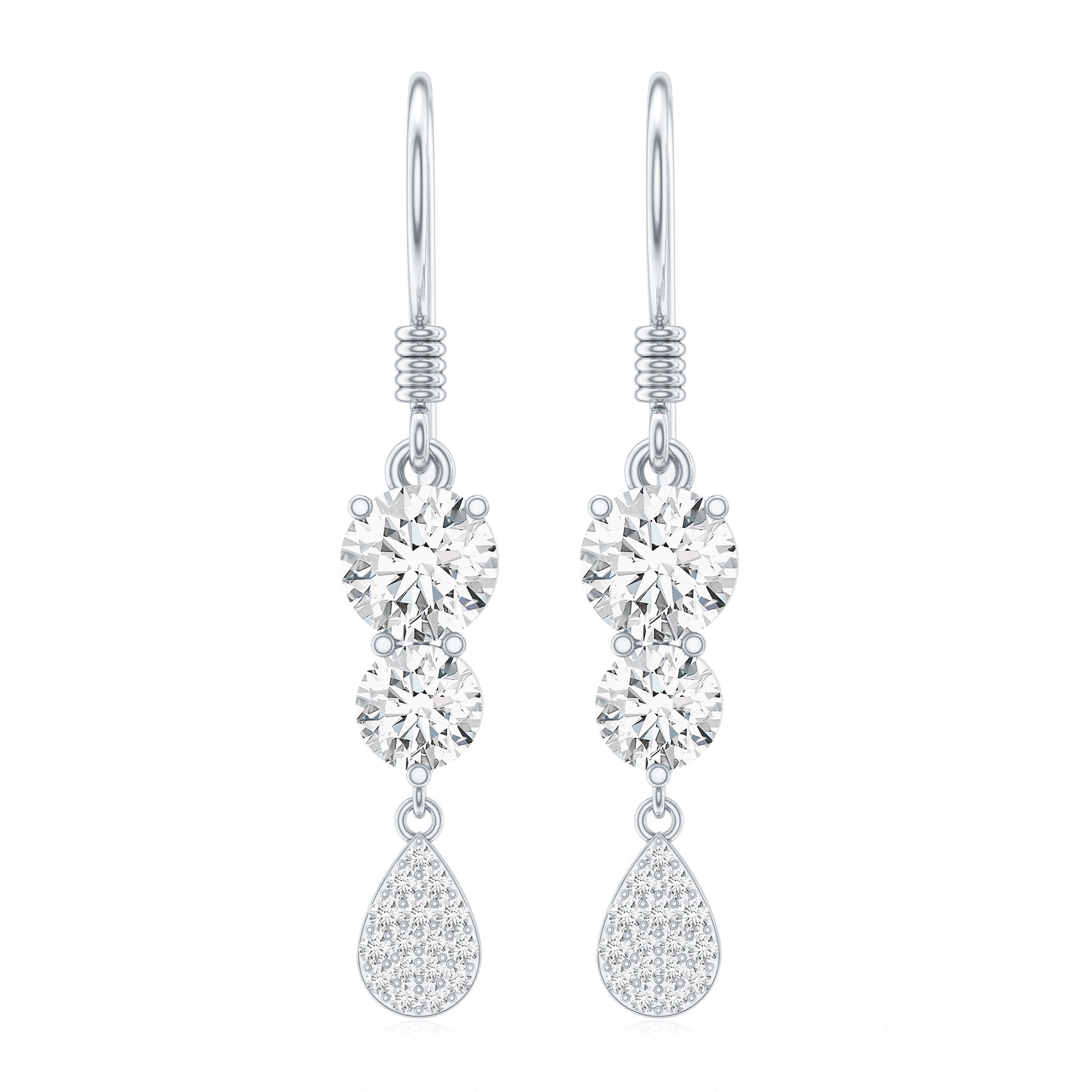 1.75 CT Moissanite Minimal Dangle Earrings in Gold D-VS1 - Rosec Jewels