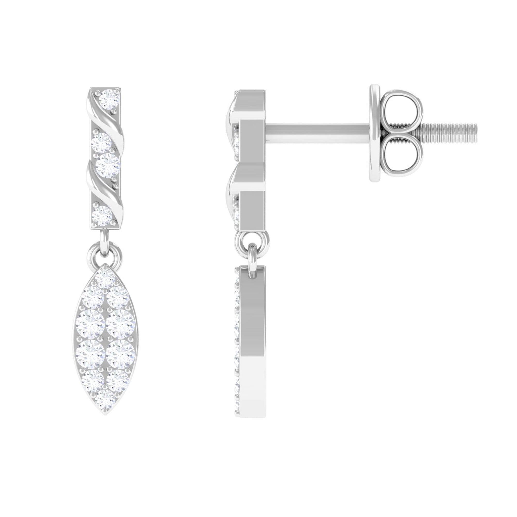 Certified Moissanite Leaf Dangle Drop Earrings