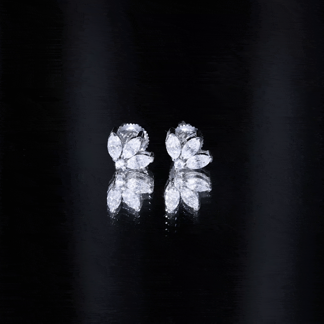Certified Moissanite Lotus Flower Stud Earring D-VS1 - Rosec Jewels