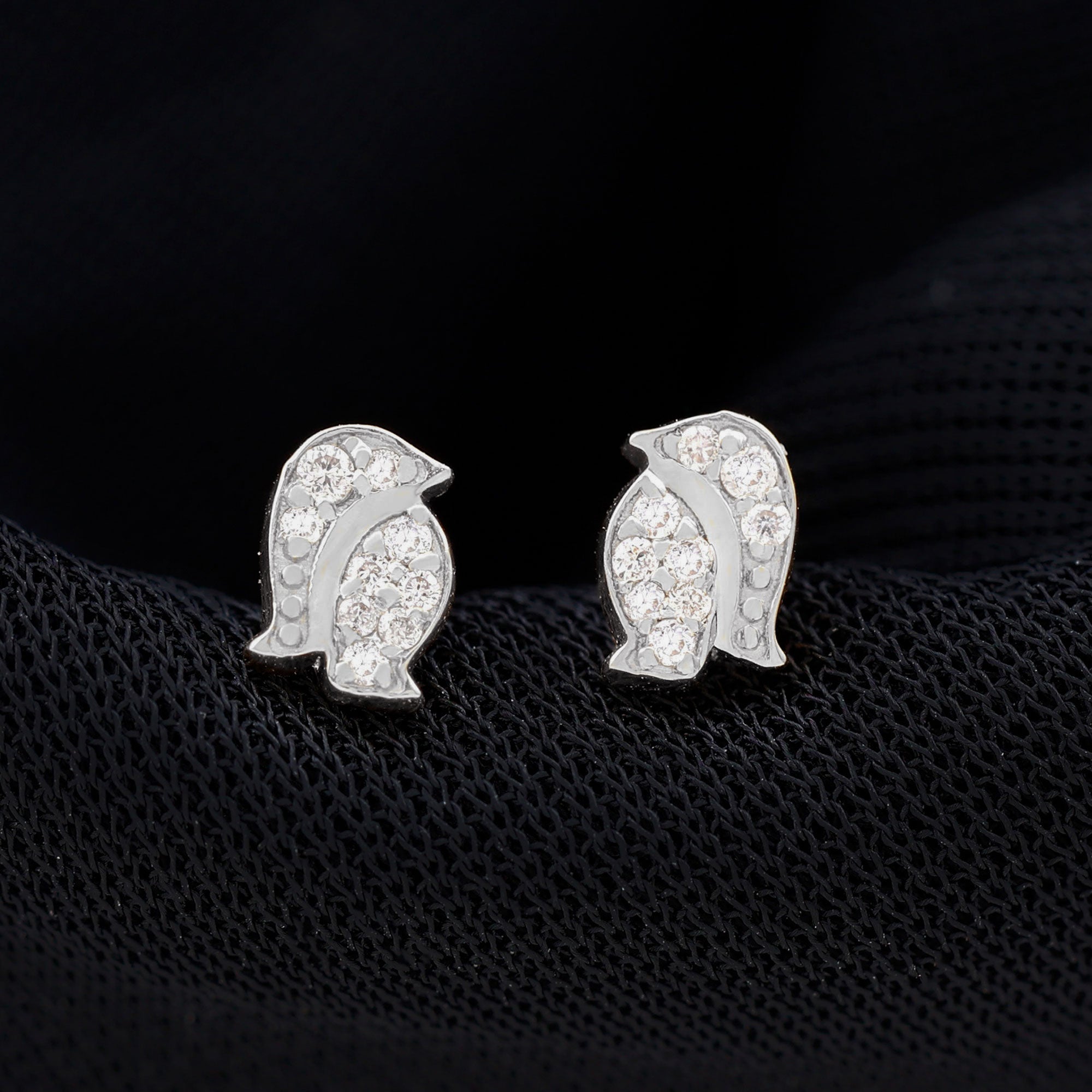 Natural Diamond Christmas Penguin Earrings With Certificate Natural - ( HI-SI ) - Rosec Jewels
