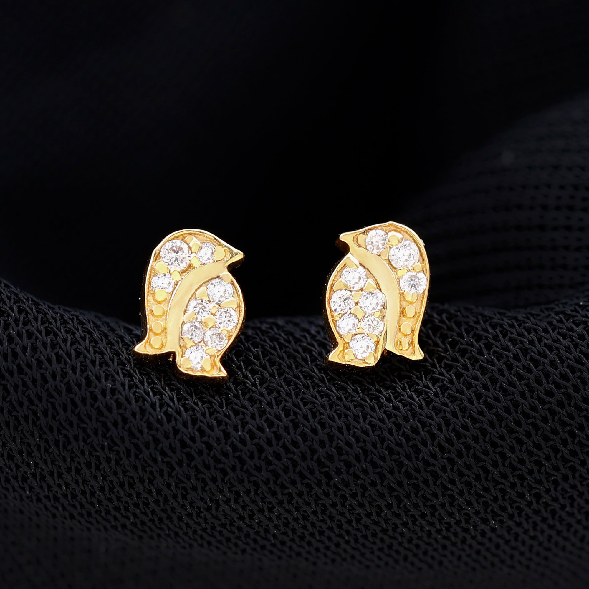 Natural Diamond Christmas Penguin Earrings With Certificate Natural - ( HI-SI ) - Rosec Jewels