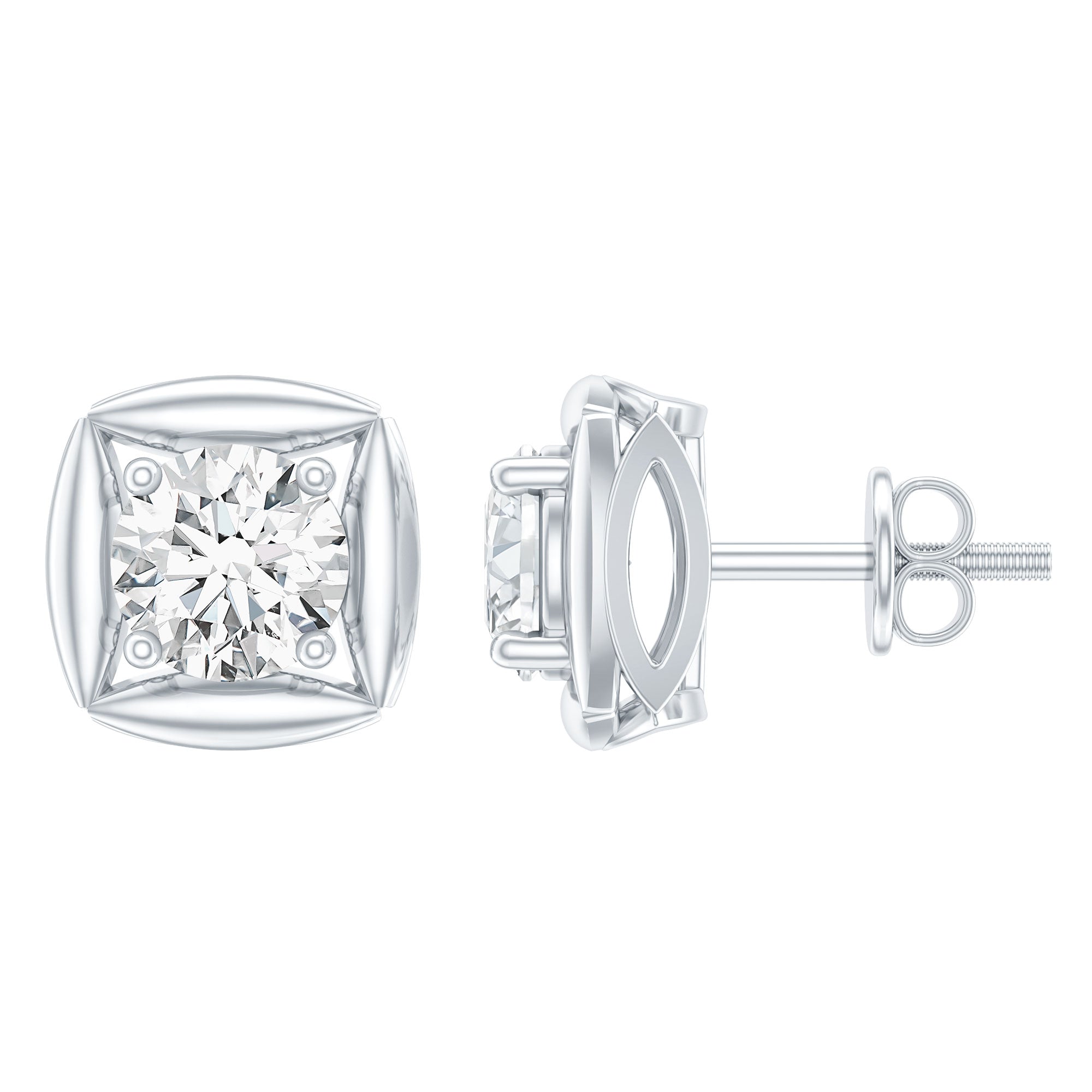 5 MM Round Lab Grown Diamond Stud Earrings With Screw Back Lab - ( EF-VS ) - Rosec Jewels
