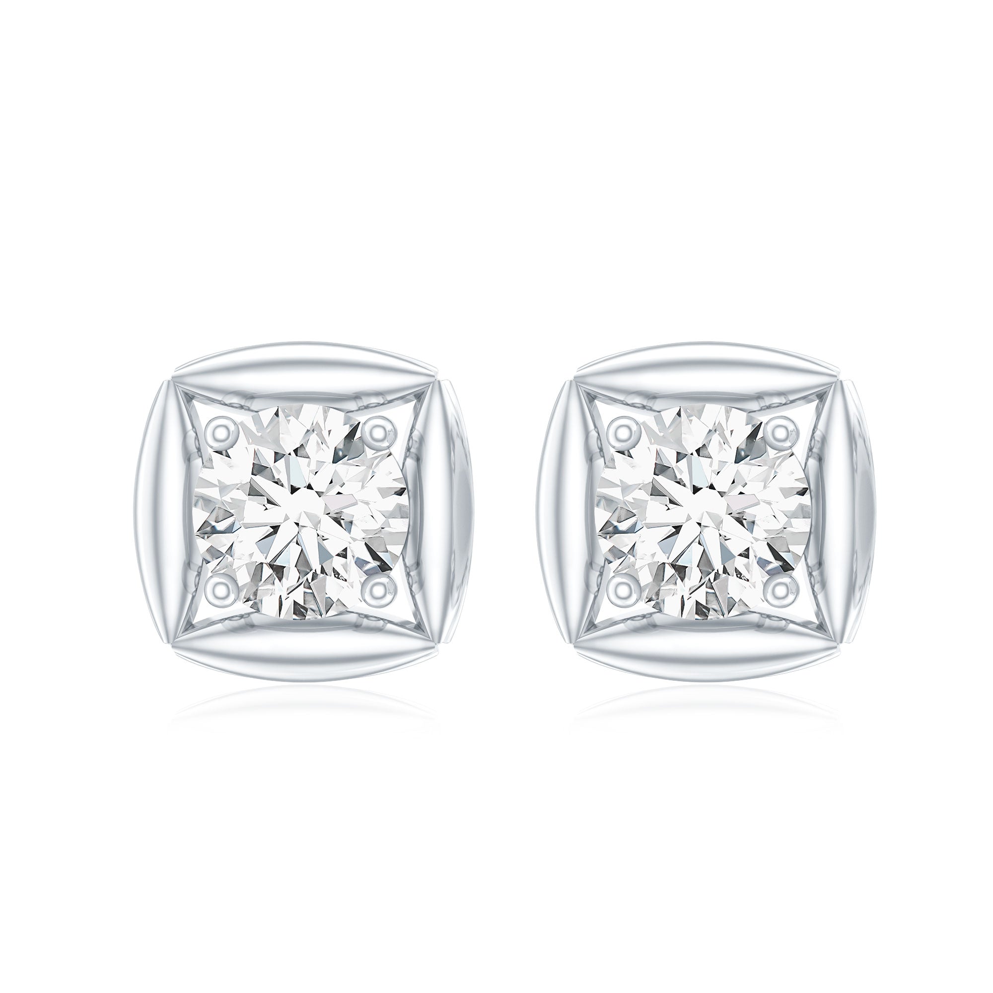 5 MM Round Lab Grown Diamond Stud Earrings With Screw Back Lab - ( EF-VS ) - Rosec Jewels