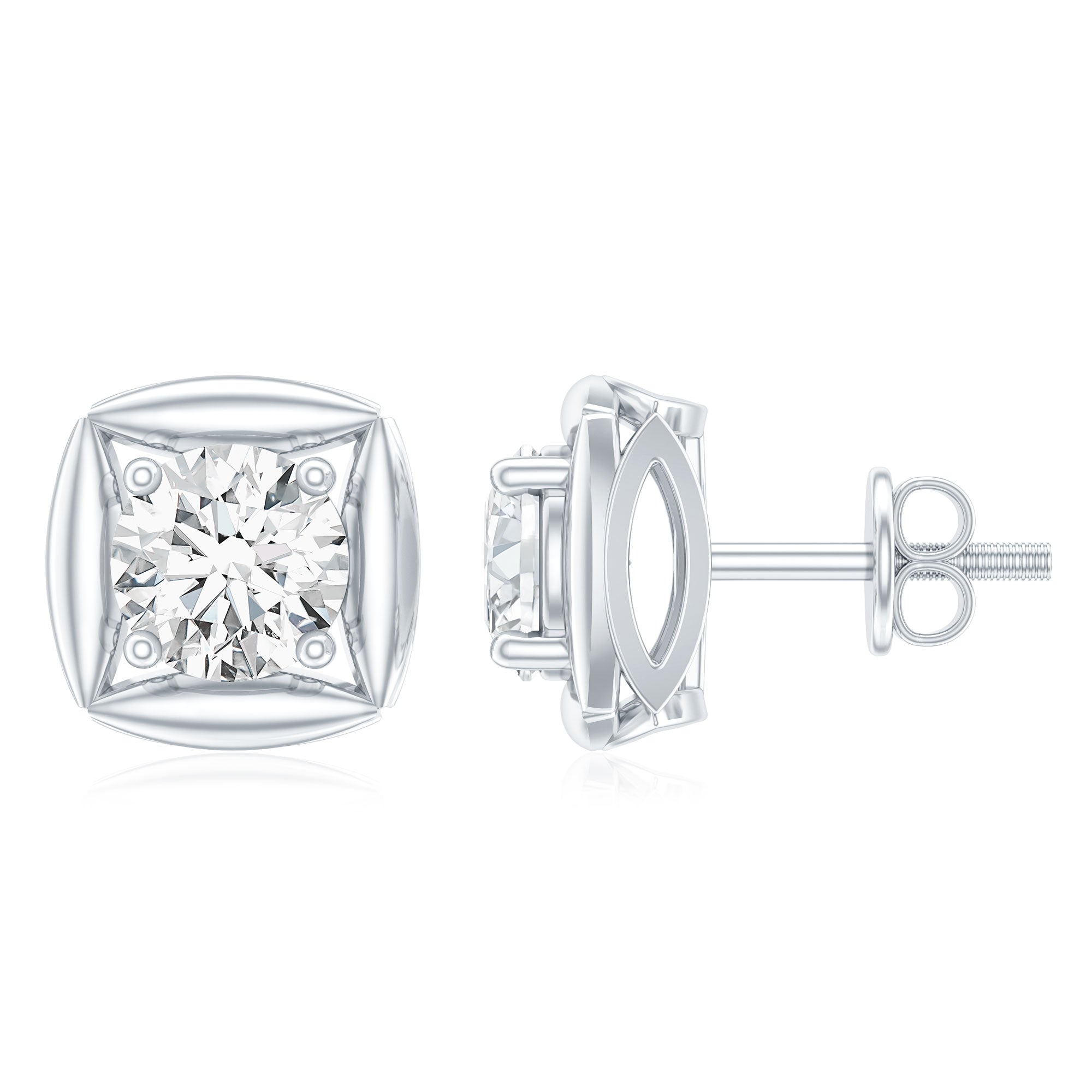 5 MM Round Lab Grown Diamond Stud Earrings With Screw Back Lab - ( EF-VS ) - Rosec Jewels