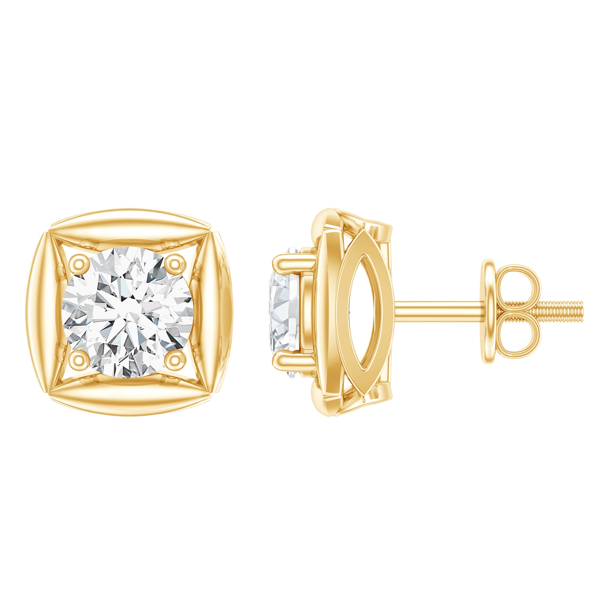 5 MM Round Lab Grown Diamond Stud Earrings With Screw Back Lab - ( EF-VS ) - Rosec Jewels