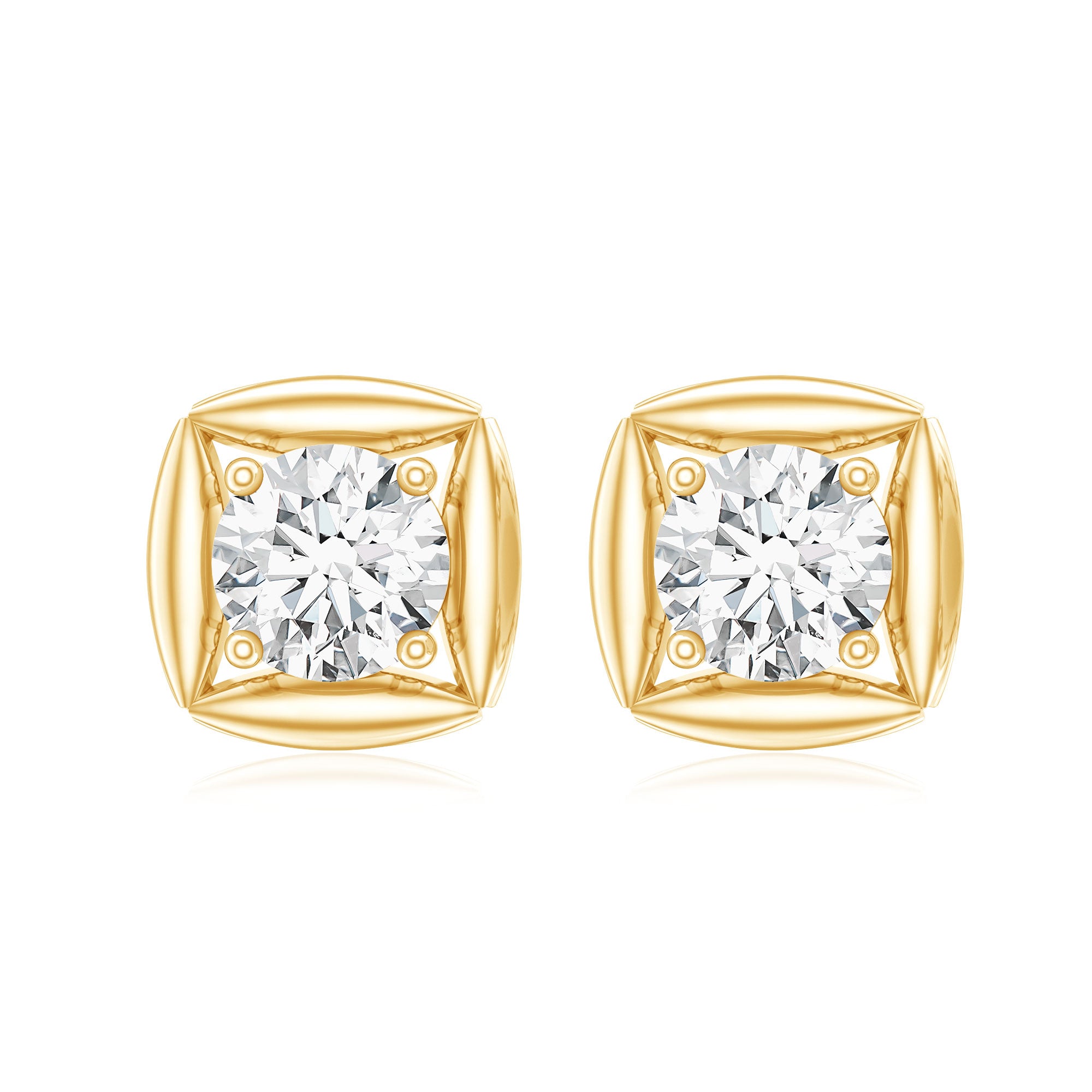 5 MM Round Lab Grown Diamond Stud Earrings With Screw Back Lab - ( EF-VS ) - Rosec Jewels