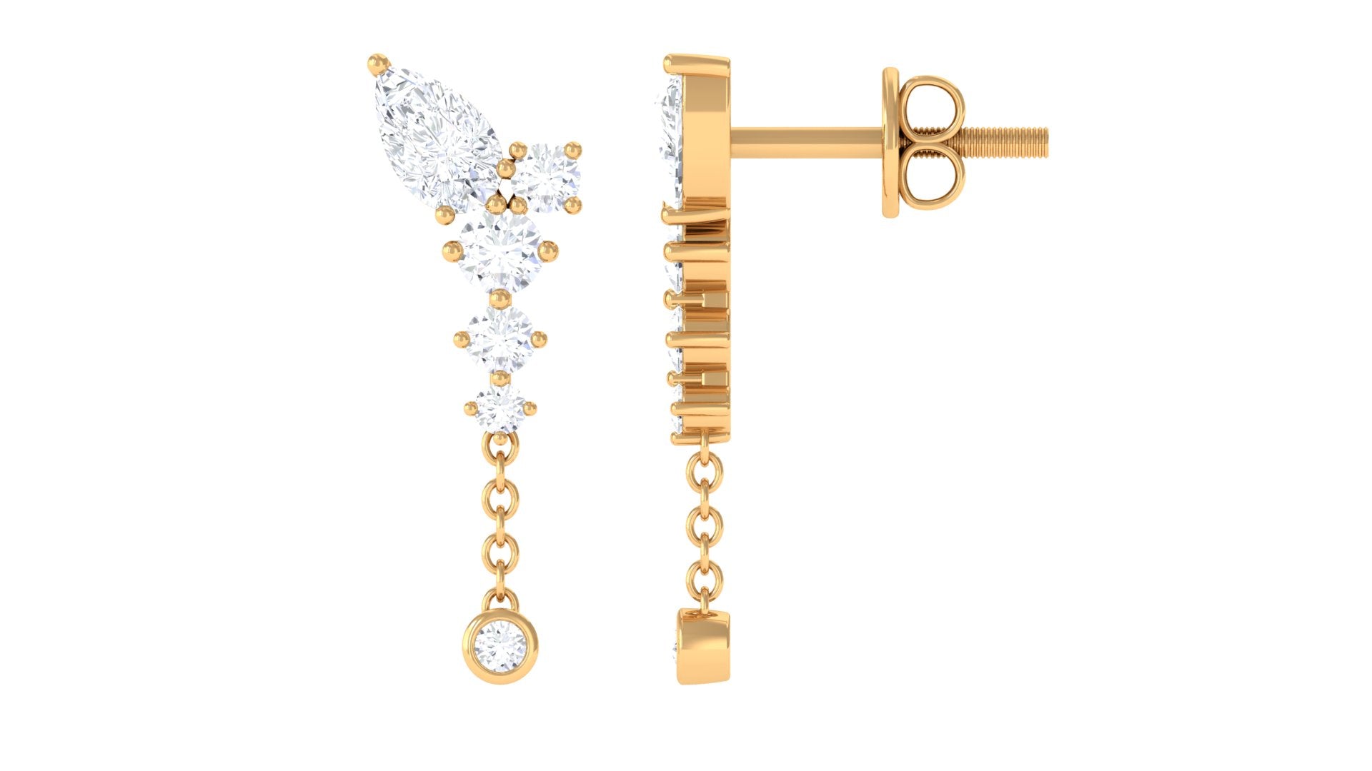 Certified Moissanite Chain Dangle Earrings D-VS1 - Rosec Jewels
