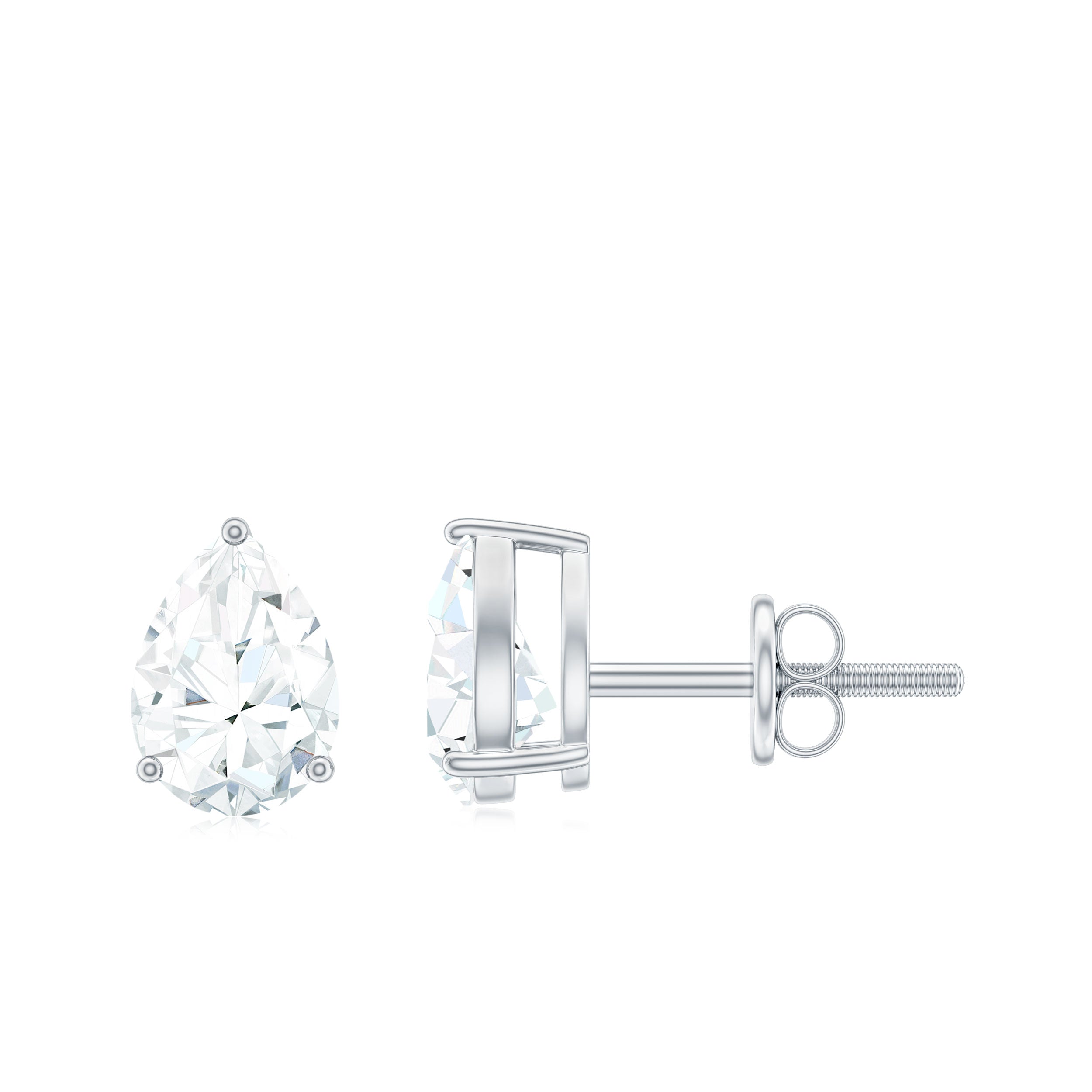 Pear Shape Lab Grown Diamond Solitaire Stud Earrings Lab - ( EF-VS ) - Rosec Jewels