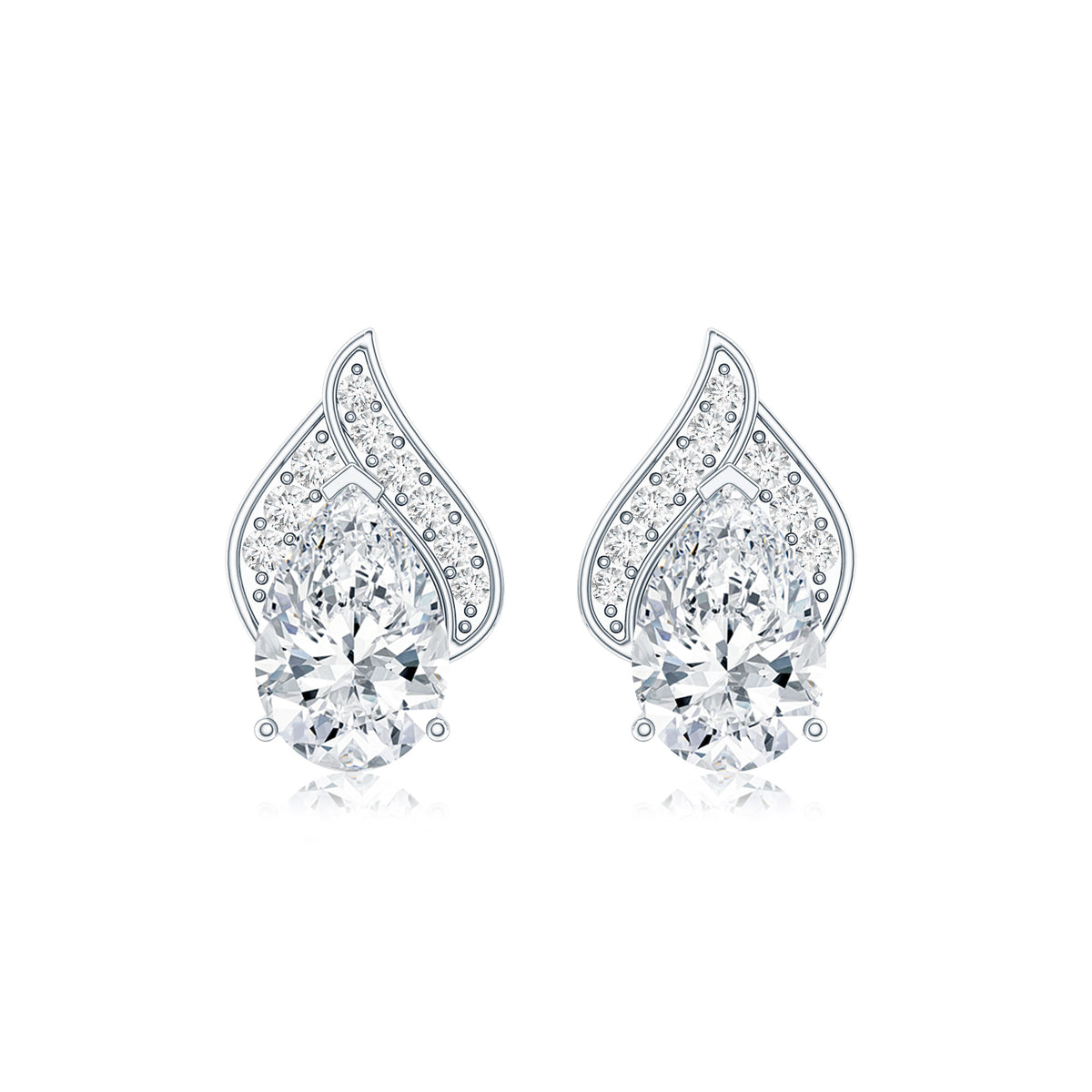 Pear Shape Lab Grown Diamond Classic Stud Earrings Lab - ( EF-VS ) - Rosec Jewels