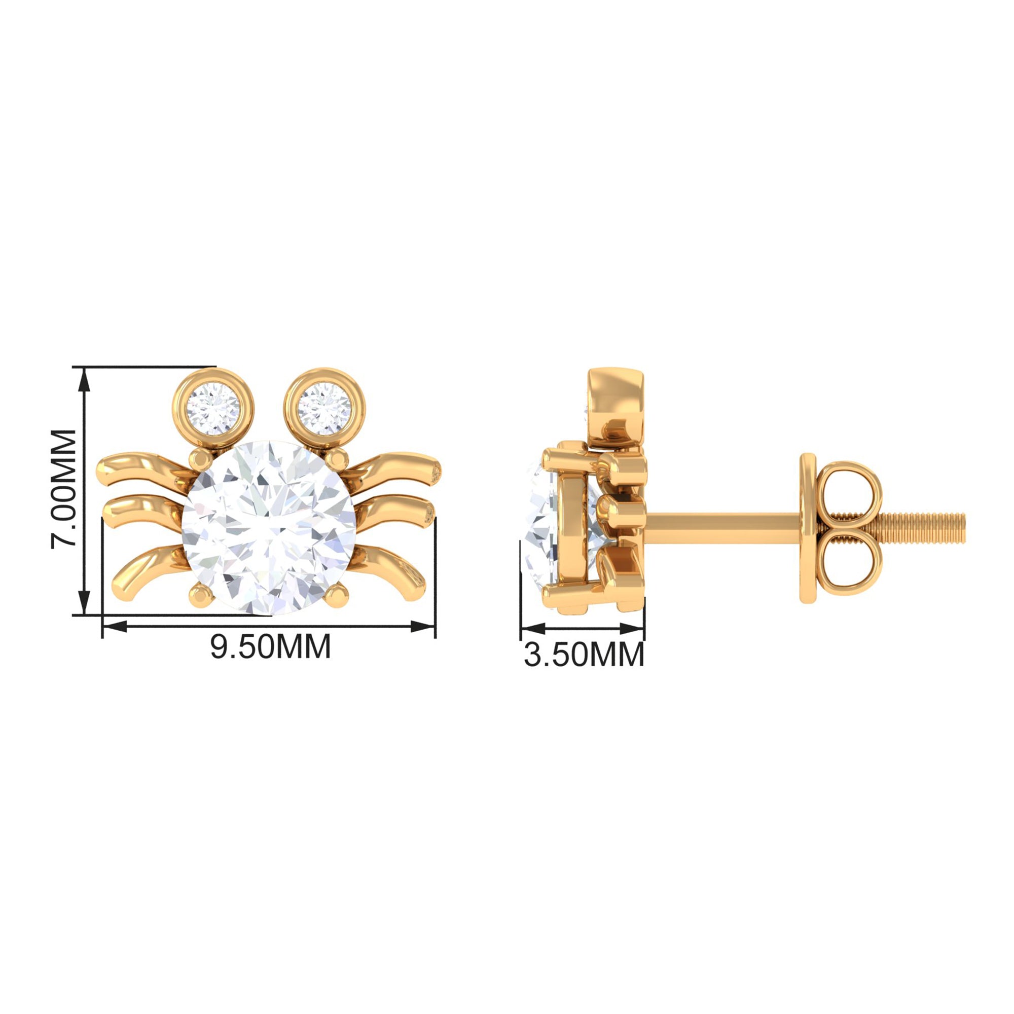 Lab Grown Diamond Spider Stud Earrings with Screw Back Lab - ( EF-VS ) - Rosec Jewels
