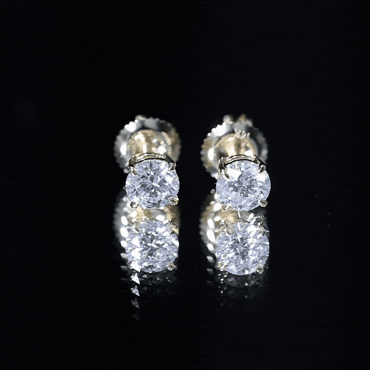 Lab Grown Diamond Solitaire Stud Earrings with Screw Back Lab - ( EF-VS ) - Rosec Jewels