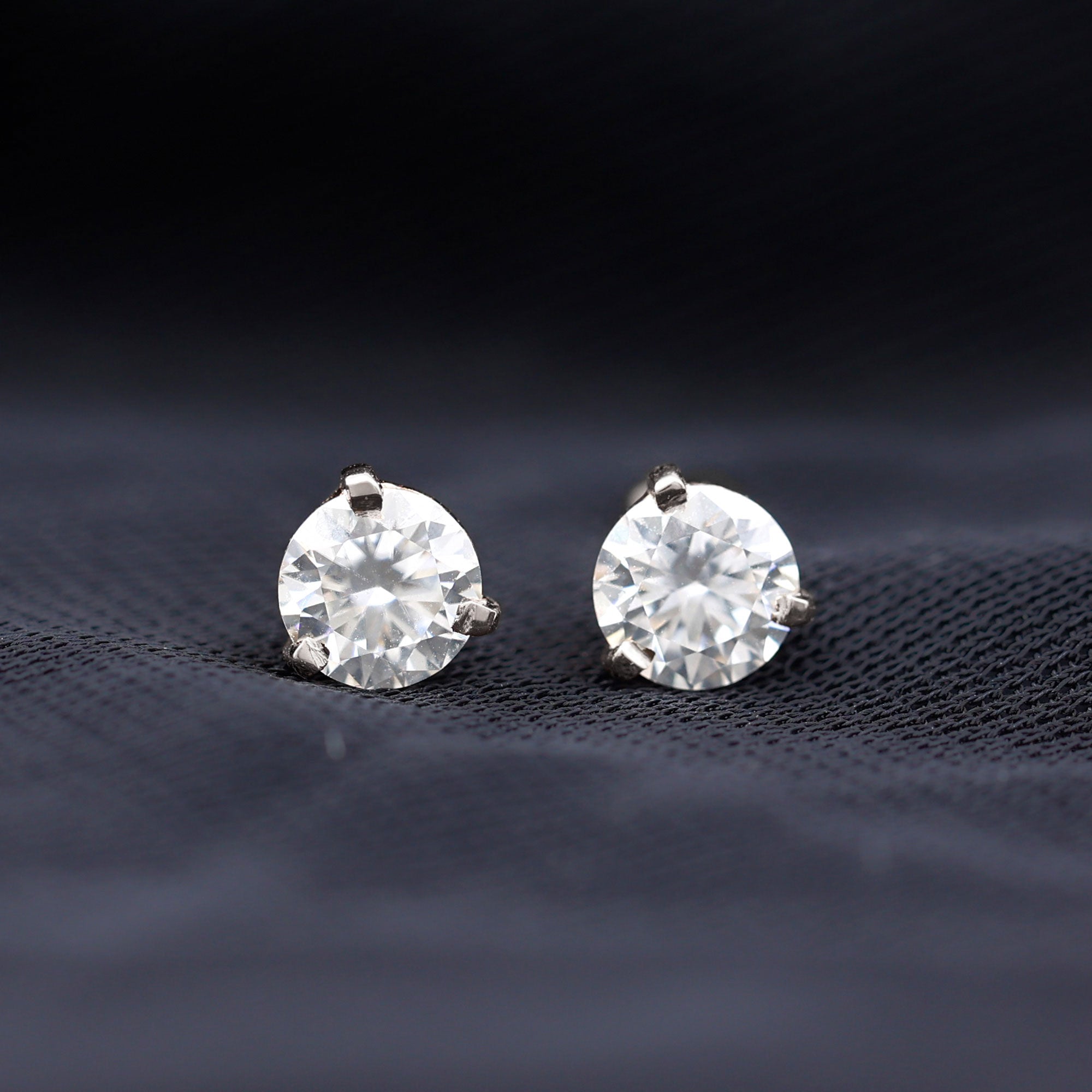 Solitaire Lab Grown Diamond Martini Stud Earrings Lab - ( EF-VS ) - Rosec Jewels