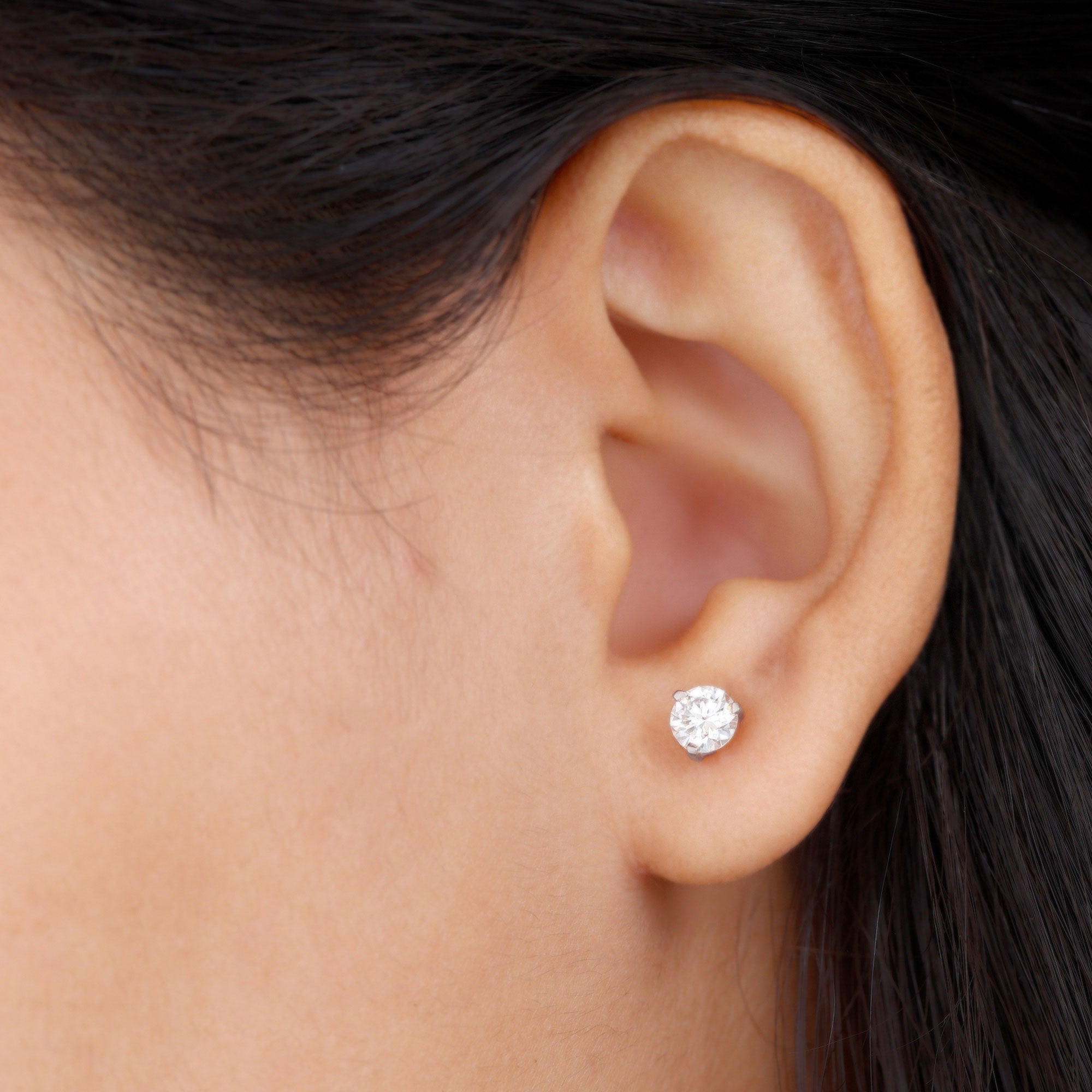 Solitaire Lab Grown Diamond Martini Stud Earrings Lab - ( EF-VS ) - Rosec Jewels