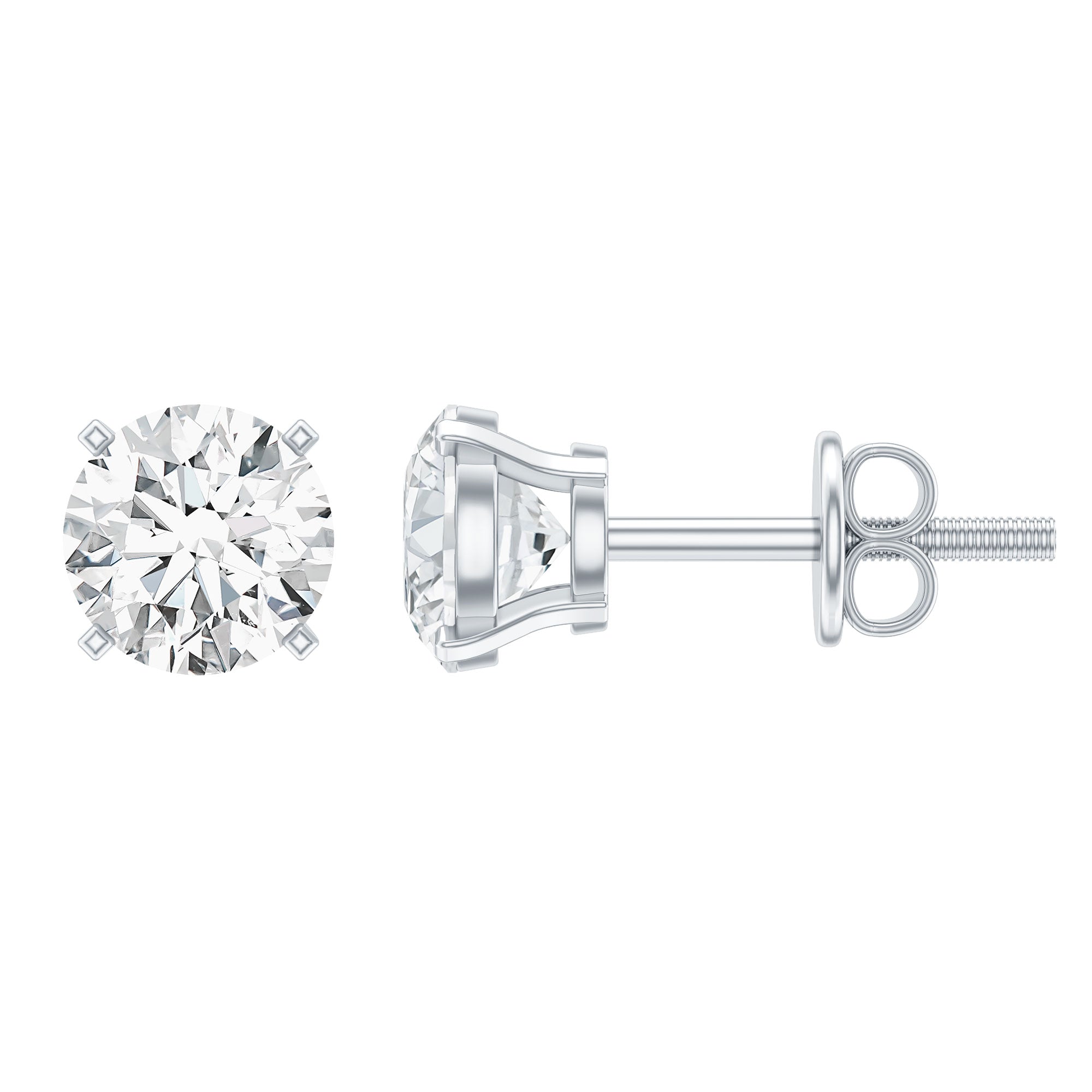 Brilliant Cut Lab Grown Diamond 1 Carat Stud Earrings Lab - ( EF-VS ) - Rosec Jewels