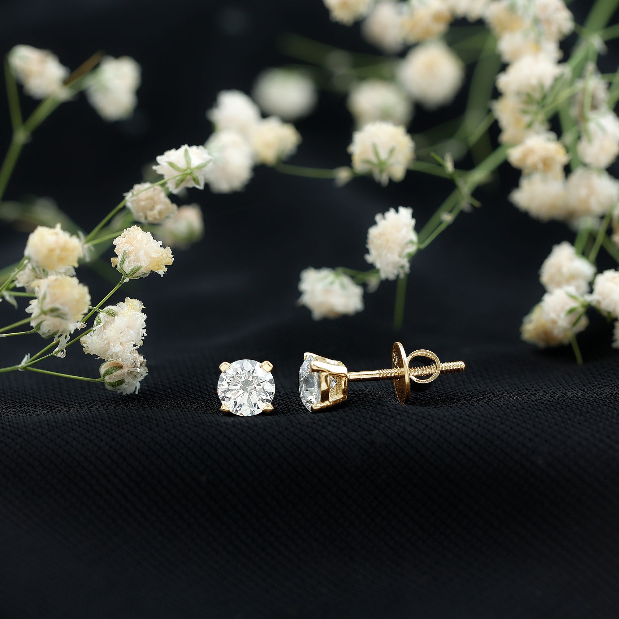 Brilliant Cut Lab Grown Diamond 1 Carat Stud Earrings Lab - ( EF-VS ) - Rosec Jewels