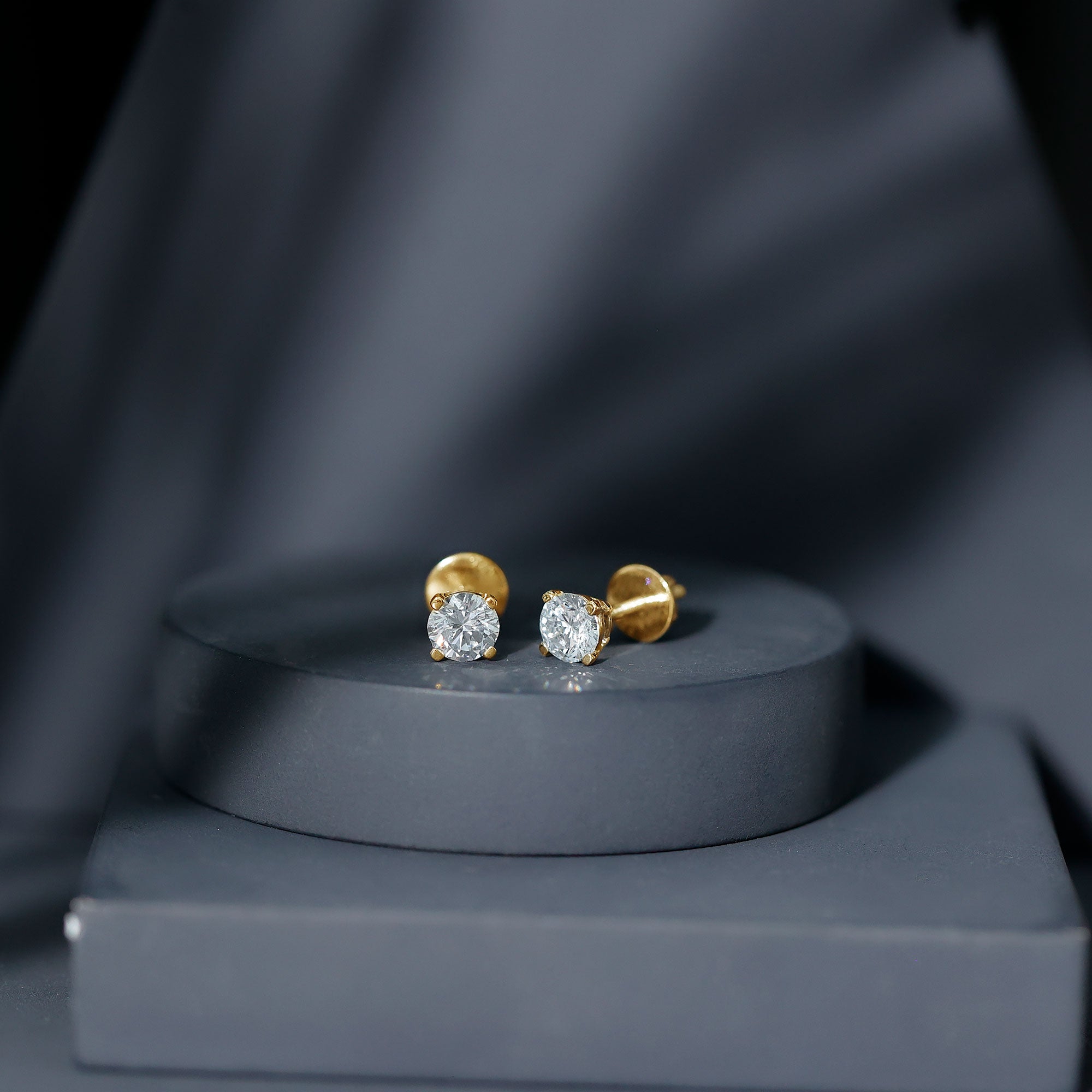 Brilliant Cut Lab Grown Diamond 1 Carat Stud Earrings Lab - ( EF-VS ) - Rosec Jewels